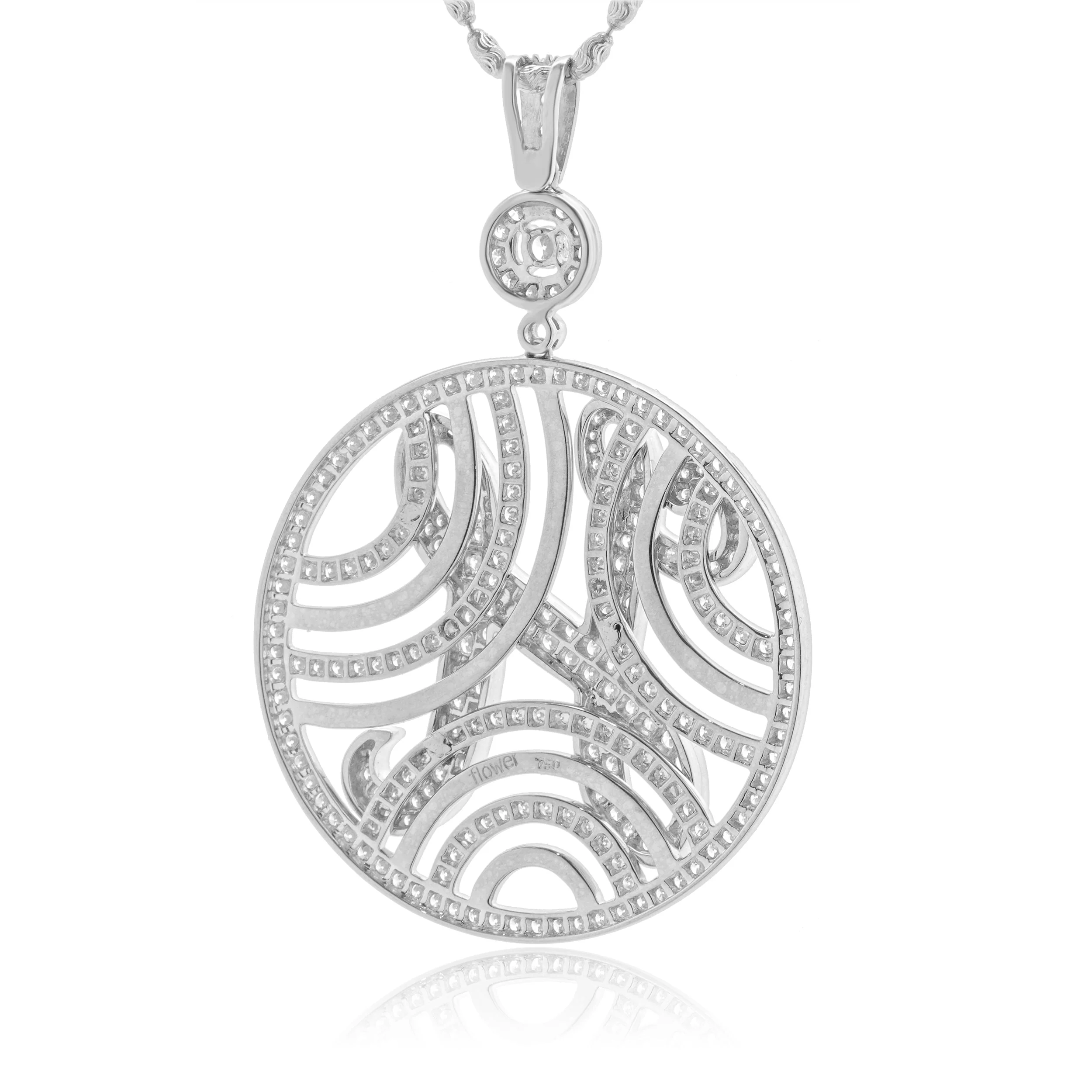 18 Karat White Gold Diamond 3D Diamond Letter H Necklace - Image 4