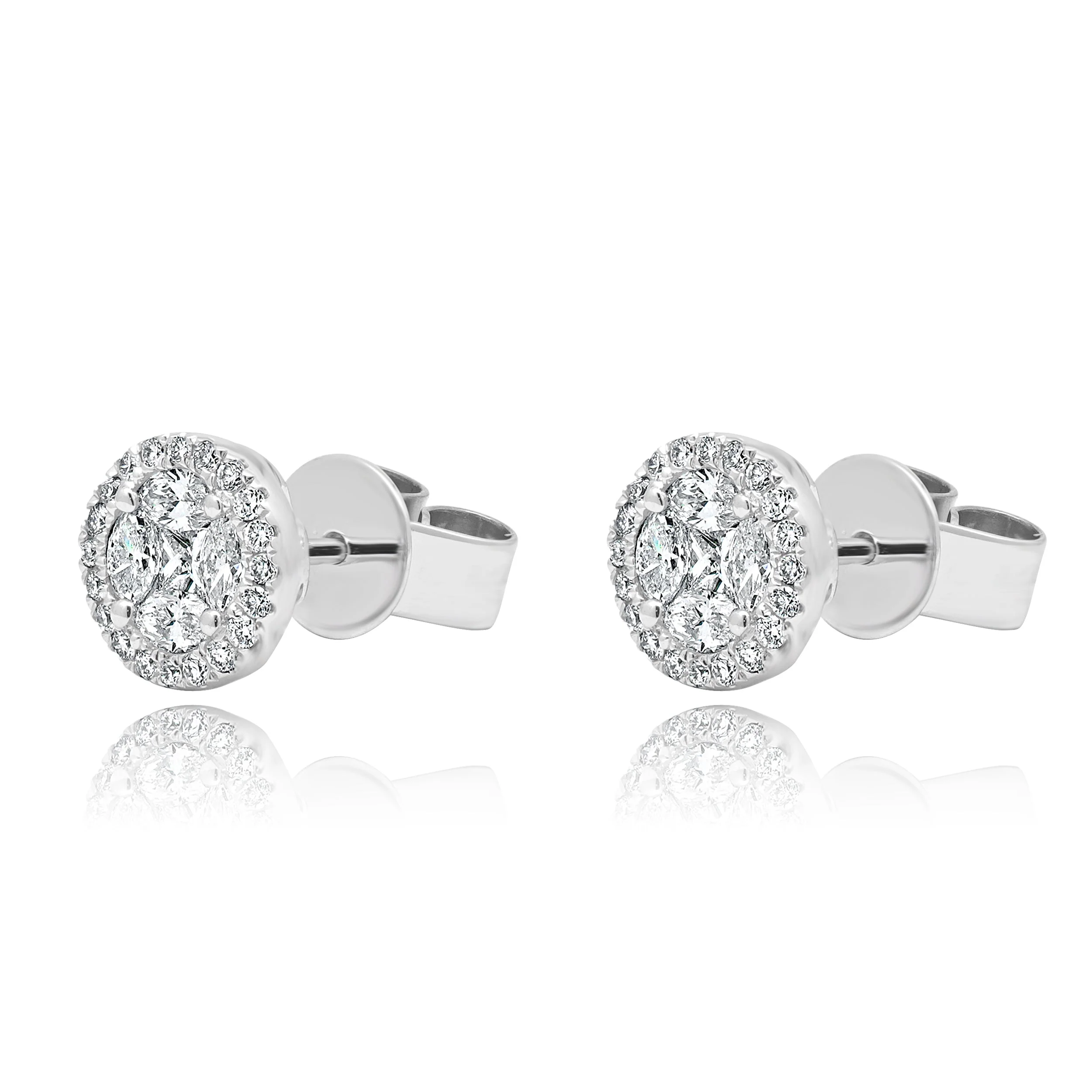 18 Karat White Gold Diamond Cluster Earrings - Image 2