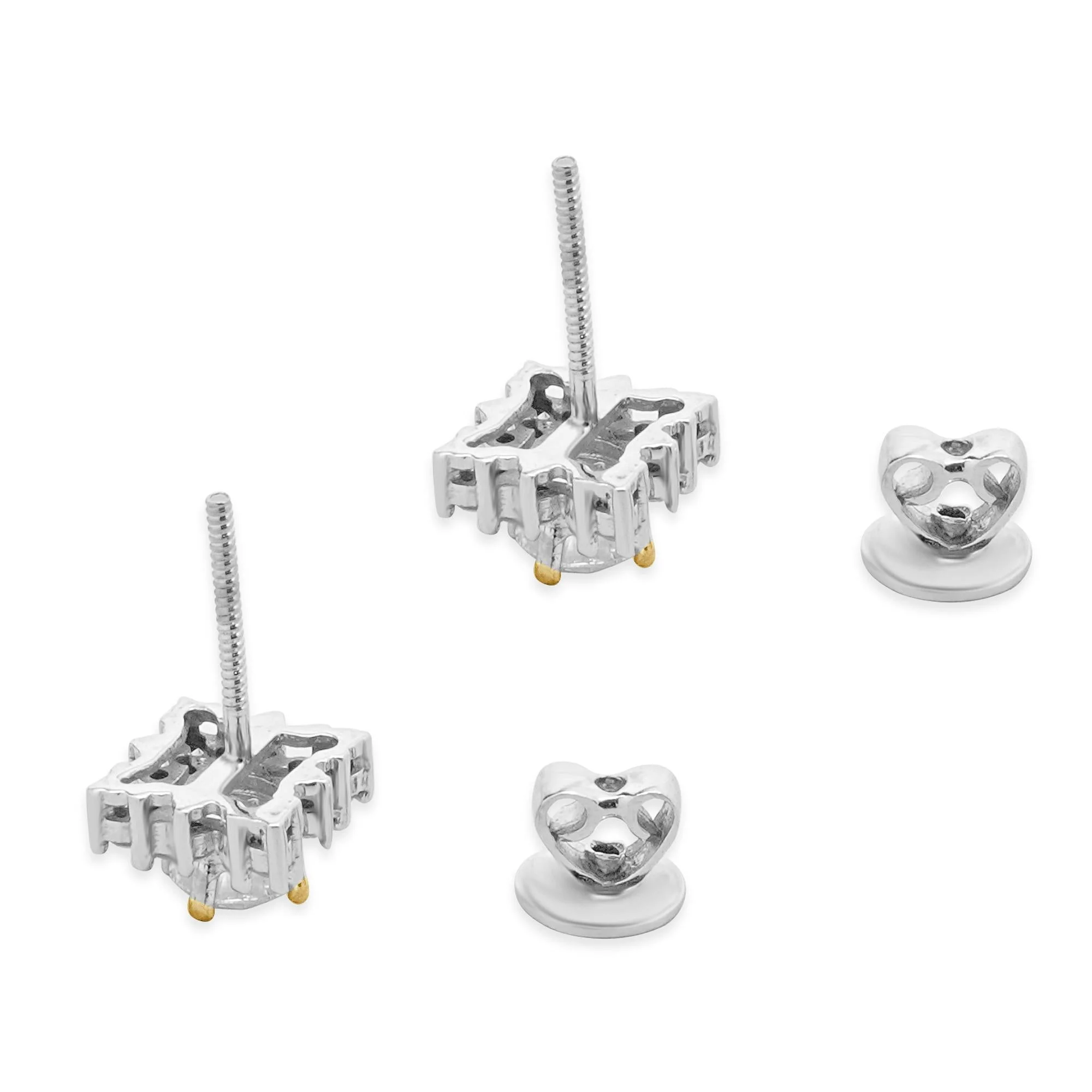 18 Karat White Gold Diamond Cluster Stud Earrings - Image 4