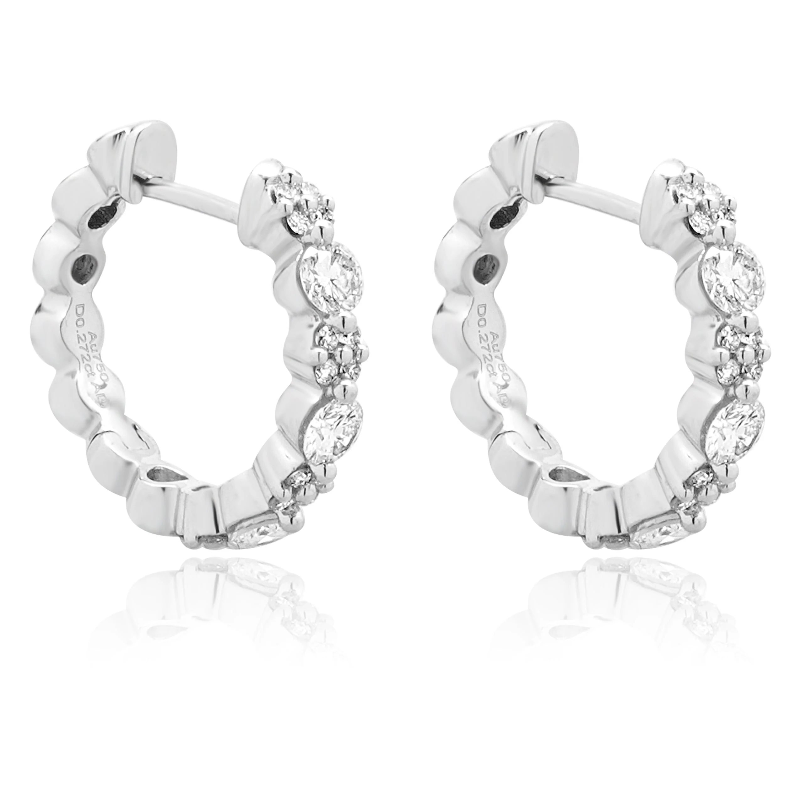 18 Karat White Gold Diamond Hoop Earrings - Image 2