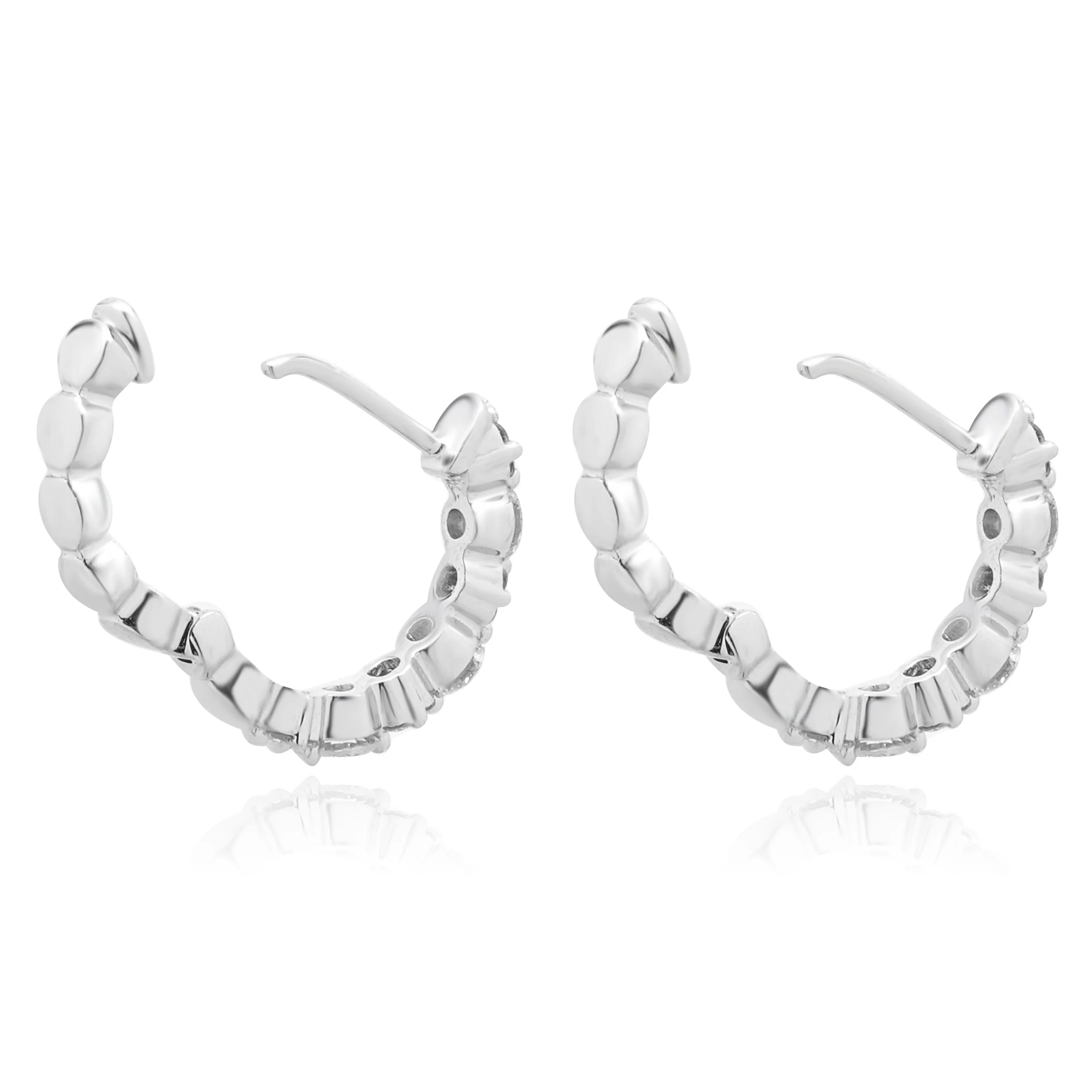 18 Karat White Gold Diamond Hoop Earrings - Image 4