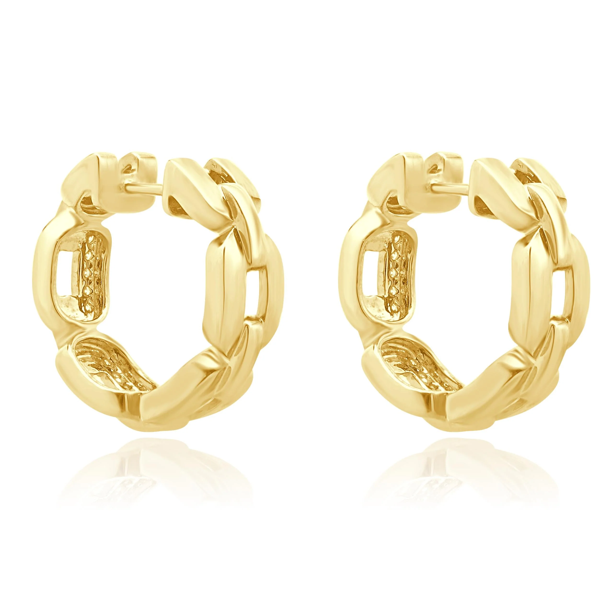 18 Karat White Gold Diamond Hoop Earrings - Image 3