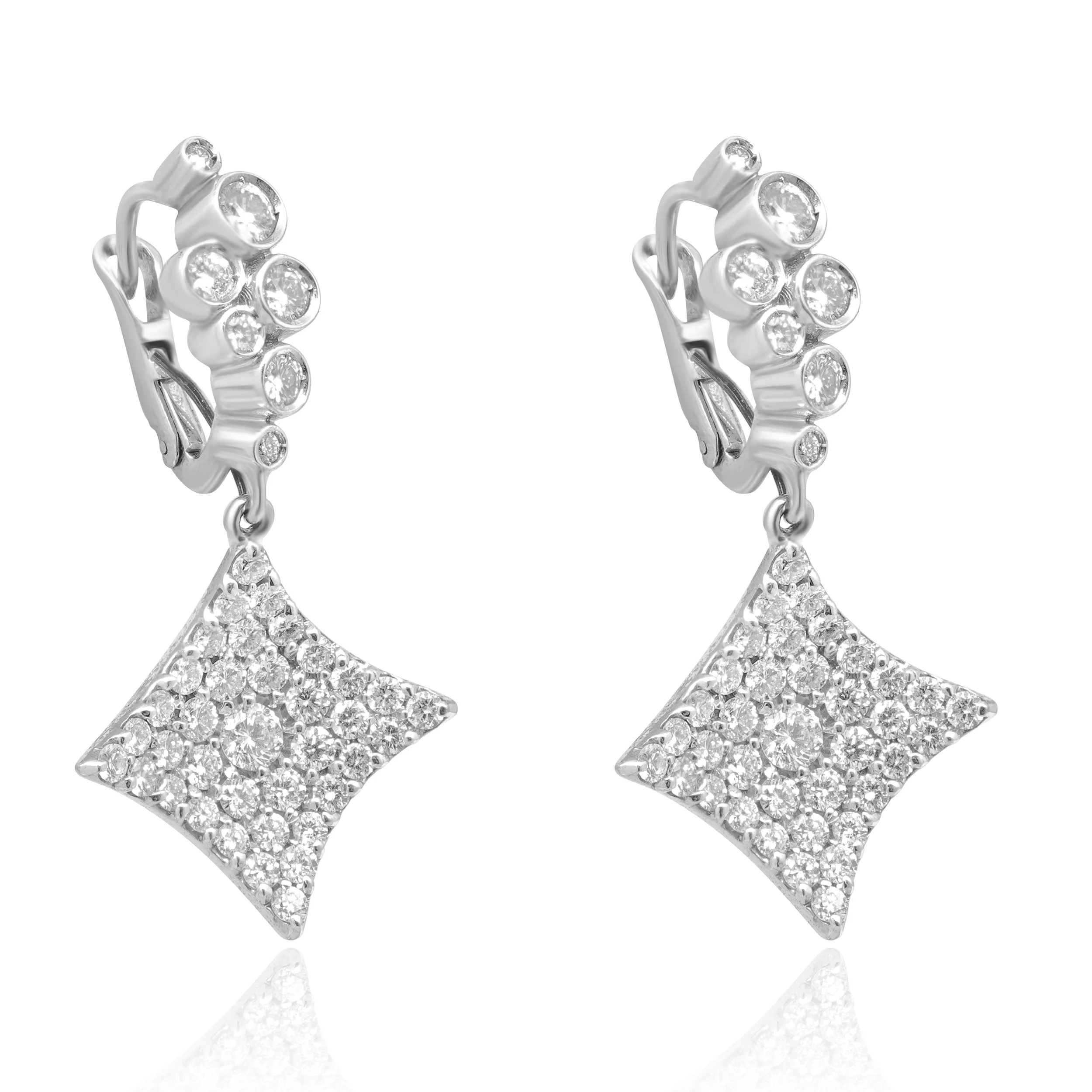 18 Karat White Gold Diamond Kite Drop Earrings - Image 2
