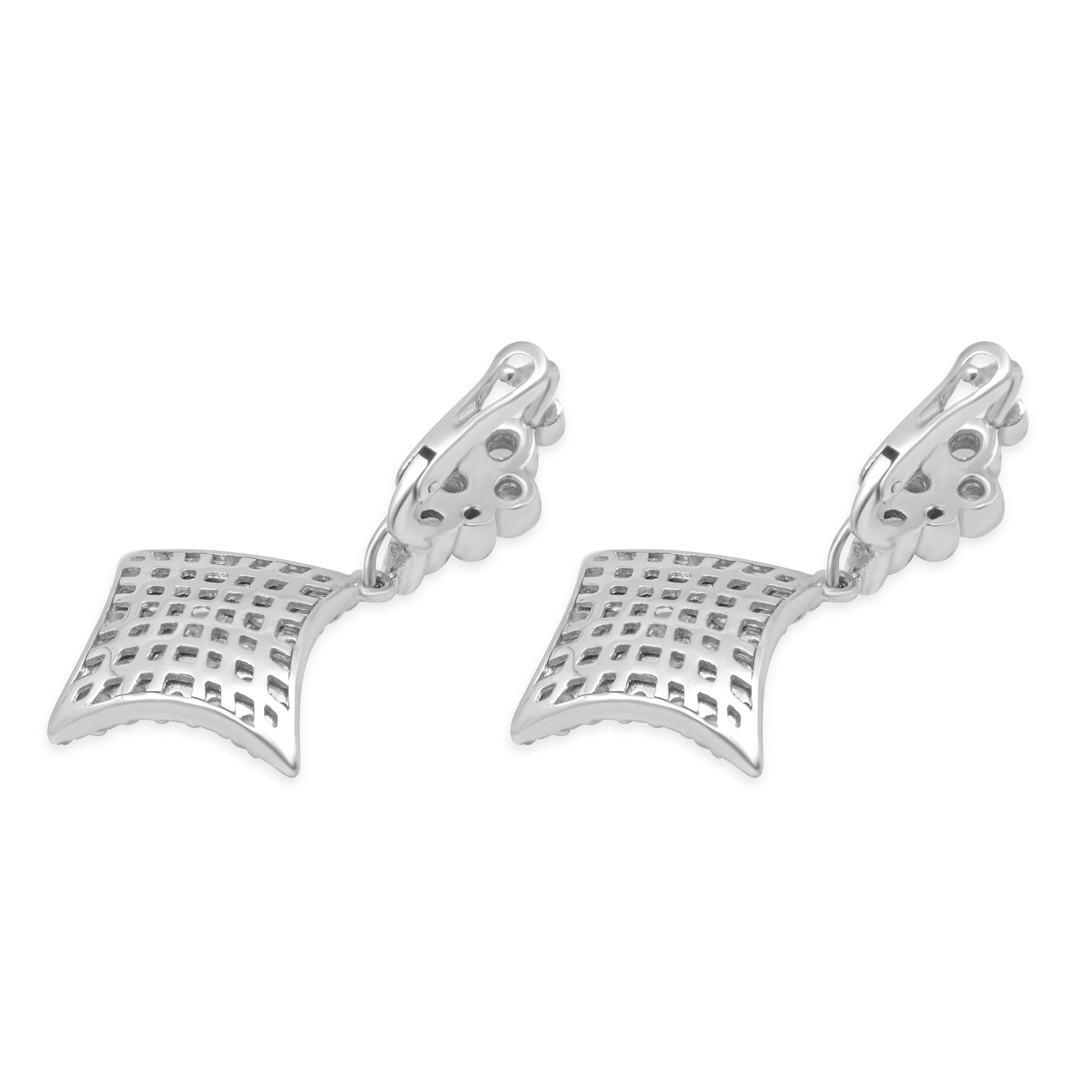 18 Karat White Gold Diamond Kite Drop Earrings - Image 3