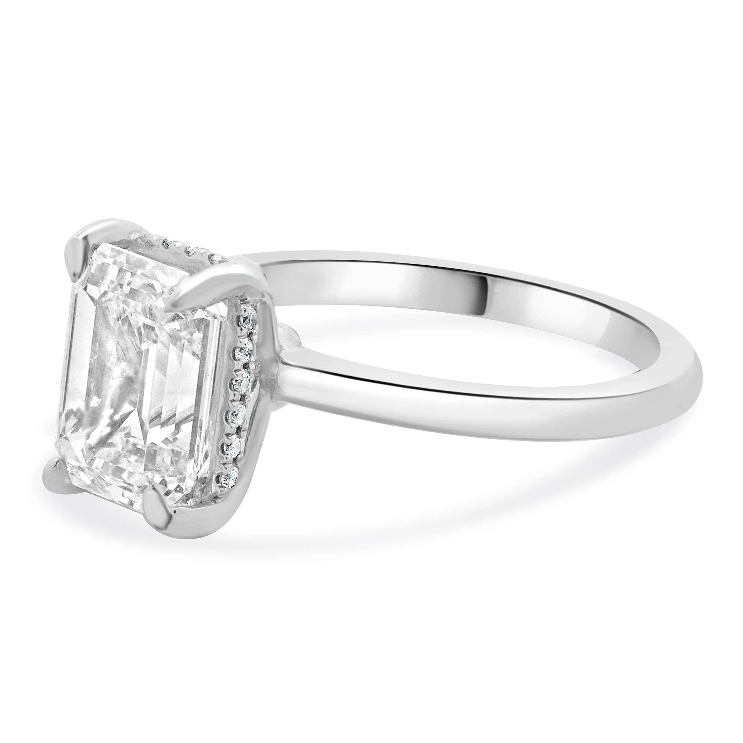18 Karat White Gold Emerald Cut Diamond Engagement Ring - Image 2