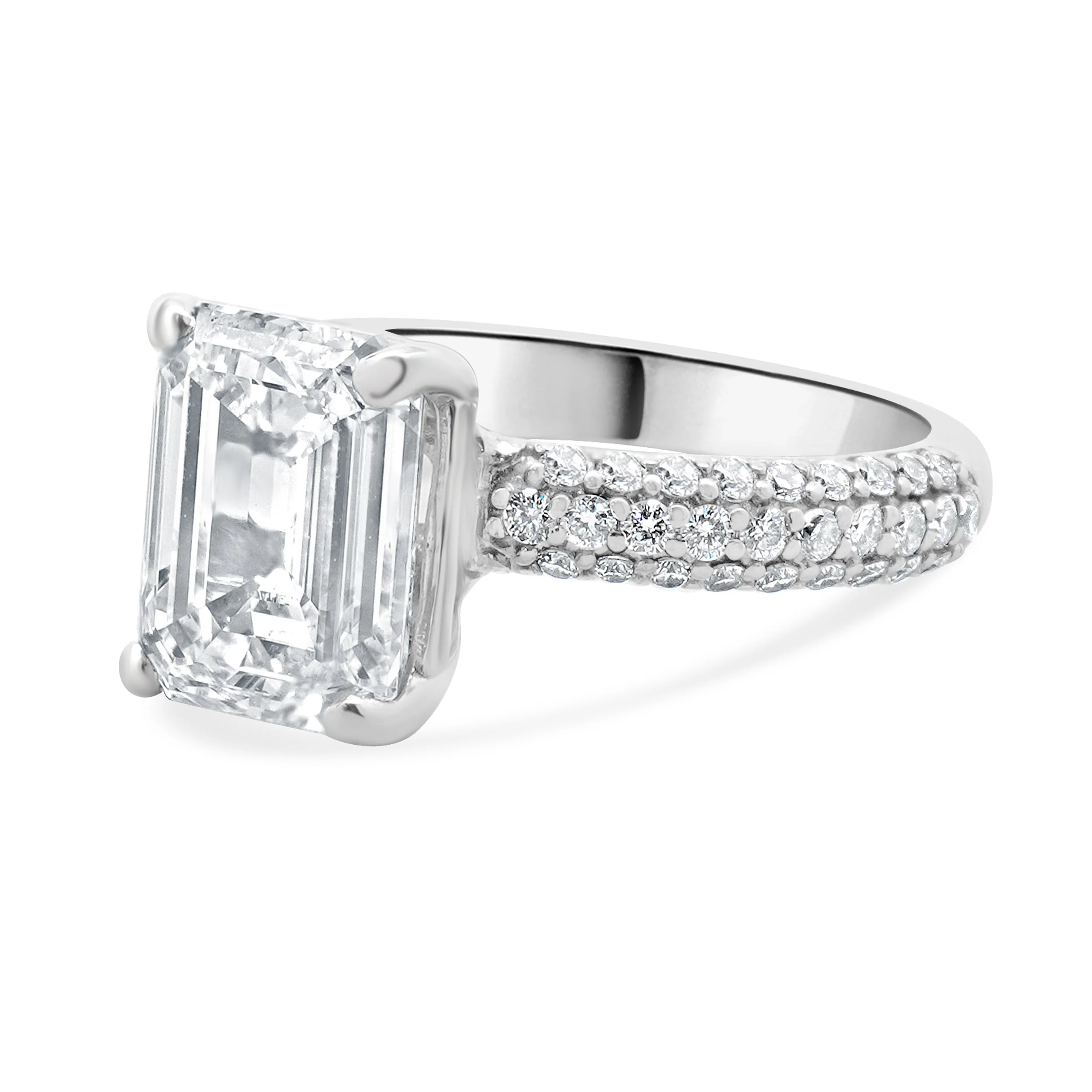 18 Karat White Gold Emerald Cut Diamond Engagement Ring - Image 2