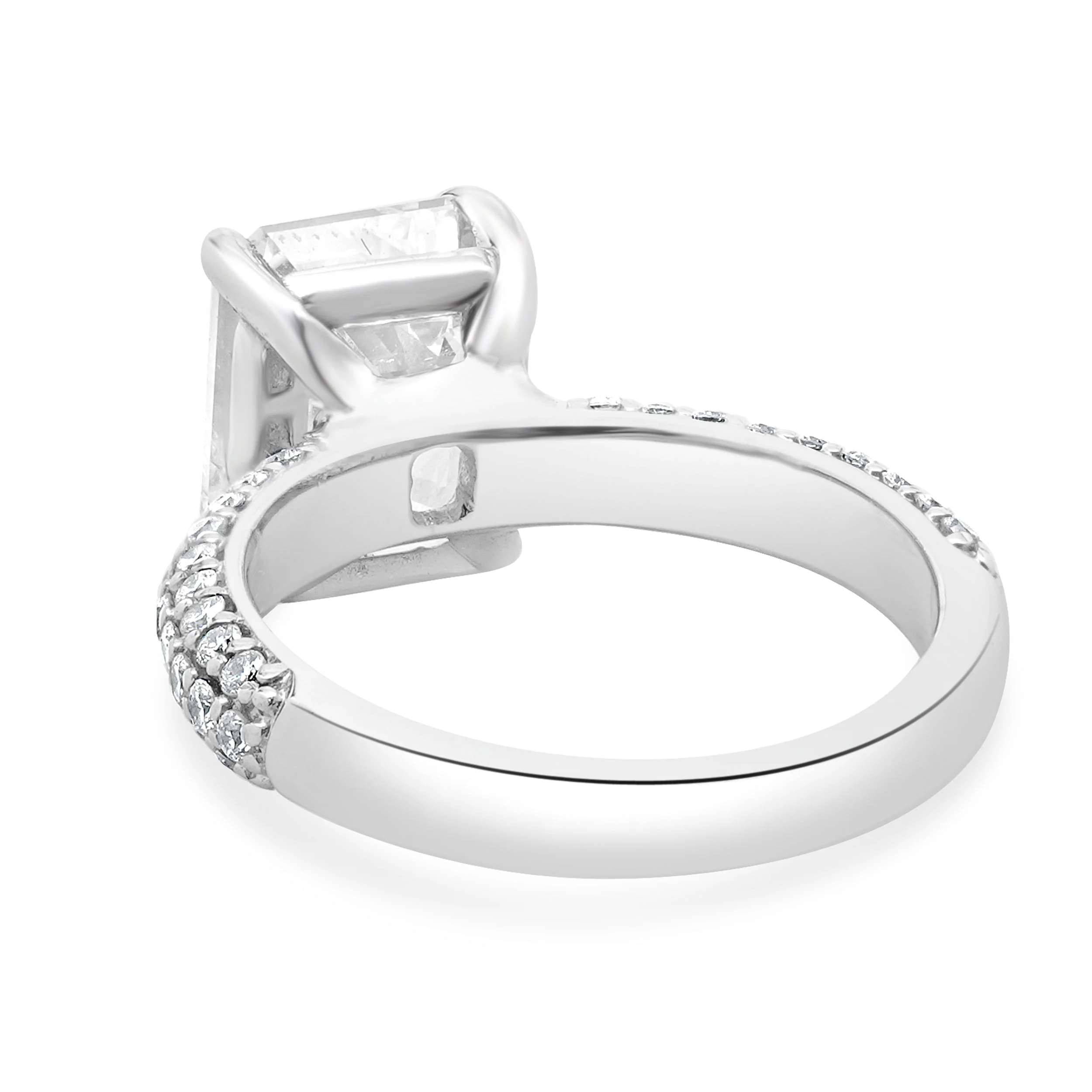 18 Karat White Gold Emerald Cut Diamond Engagement Ring - Image 3