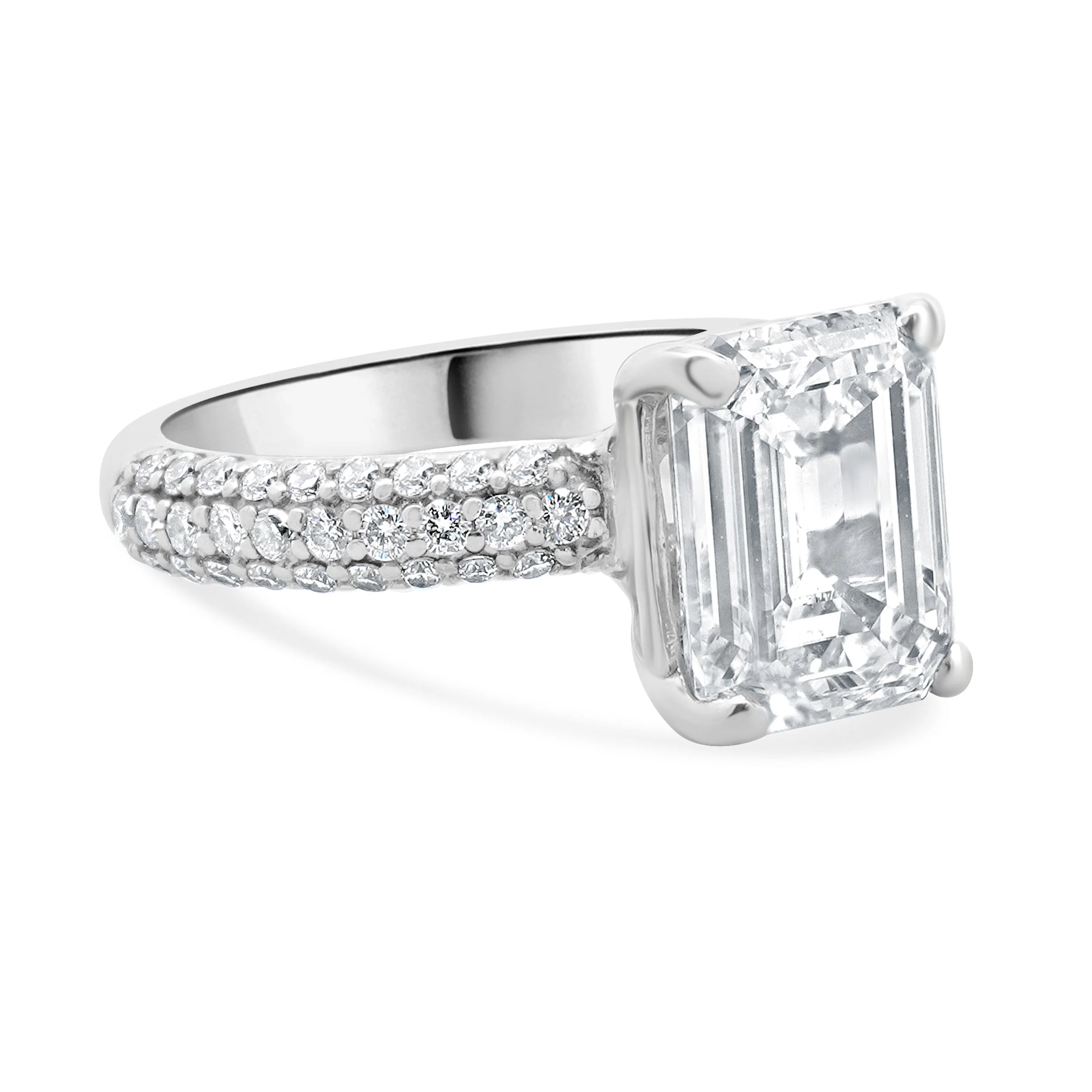 18 Karat White Gold Emerald Cut Diamond Engagement Ring - Image 4