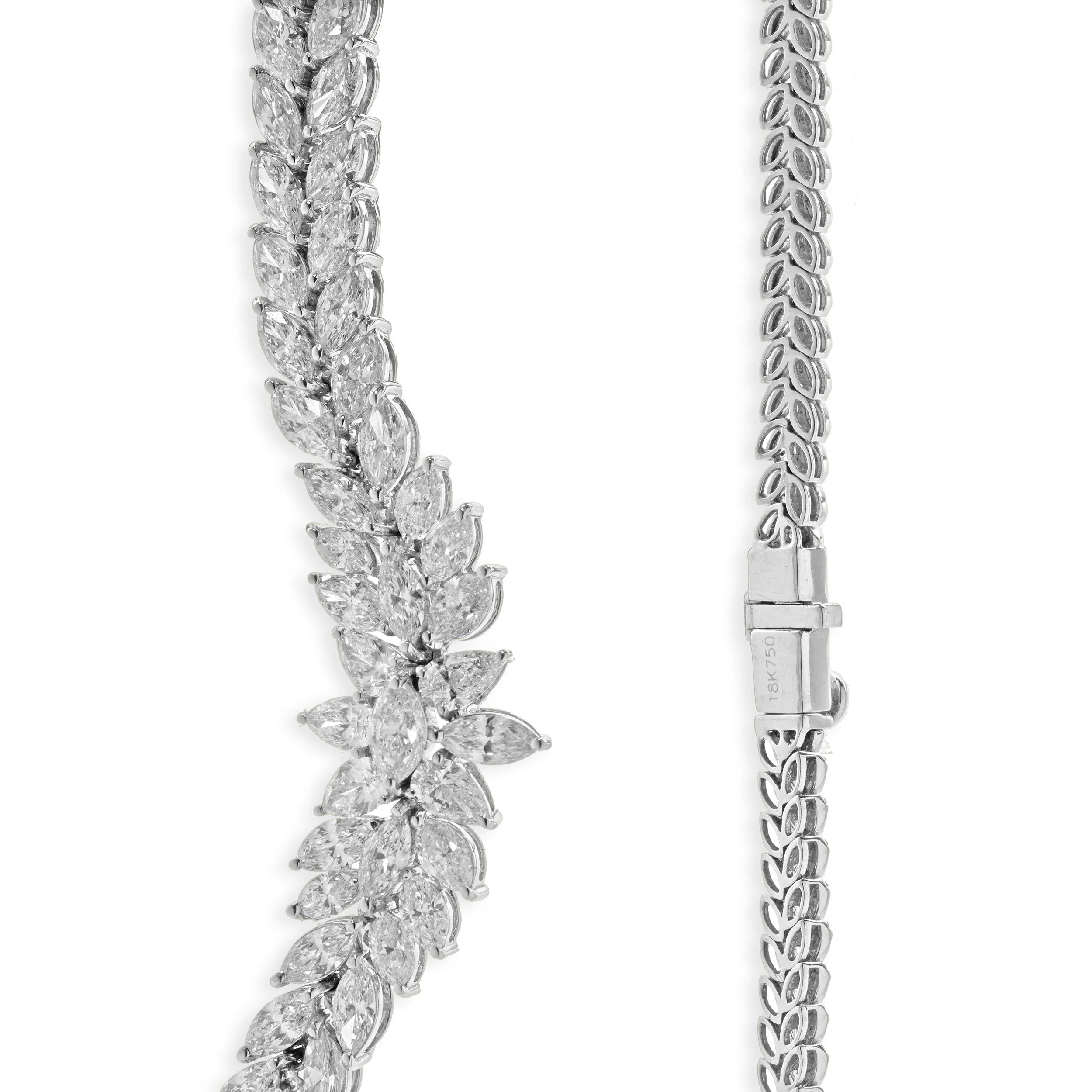 18 Karat White Gold Marquise Cut Diamond Collar Necklace - Image 4