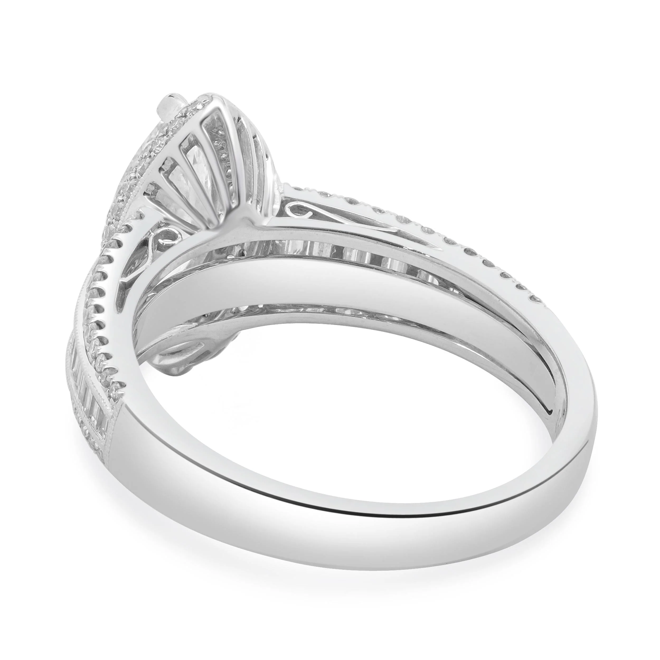 18 Karat White Gold Marquise Cut Diamond Engagement Ring - Image 3