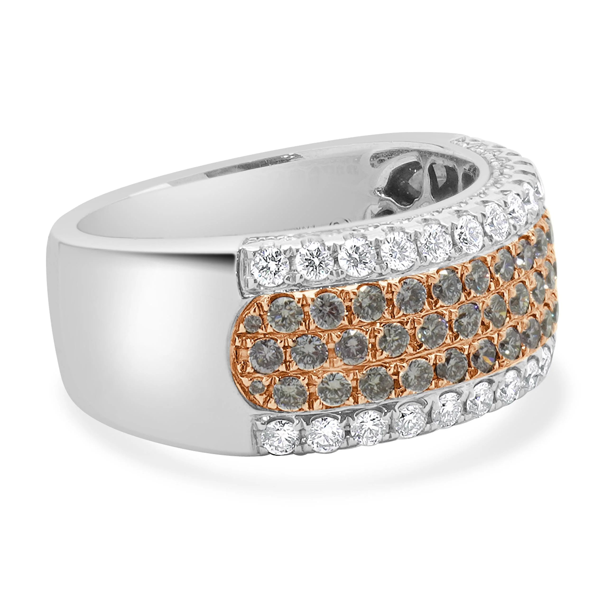 18 Karat White Gold Pink and White Diamond Band - Image 4