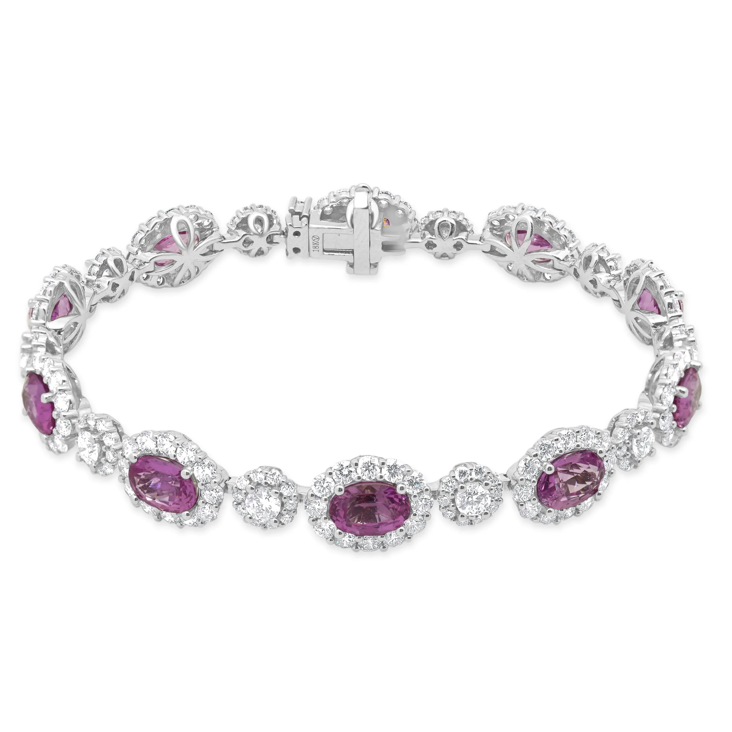 18 Karat White Gold Pink Sapphire & Diamond Bracelet