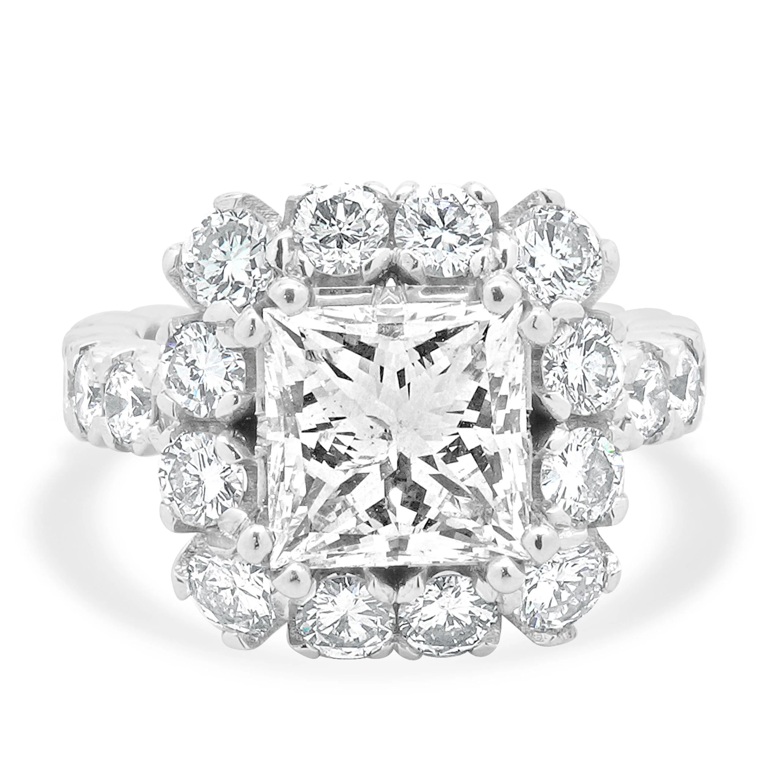 18 Karat White Gold Princess Cut Diamond Engagement Ring