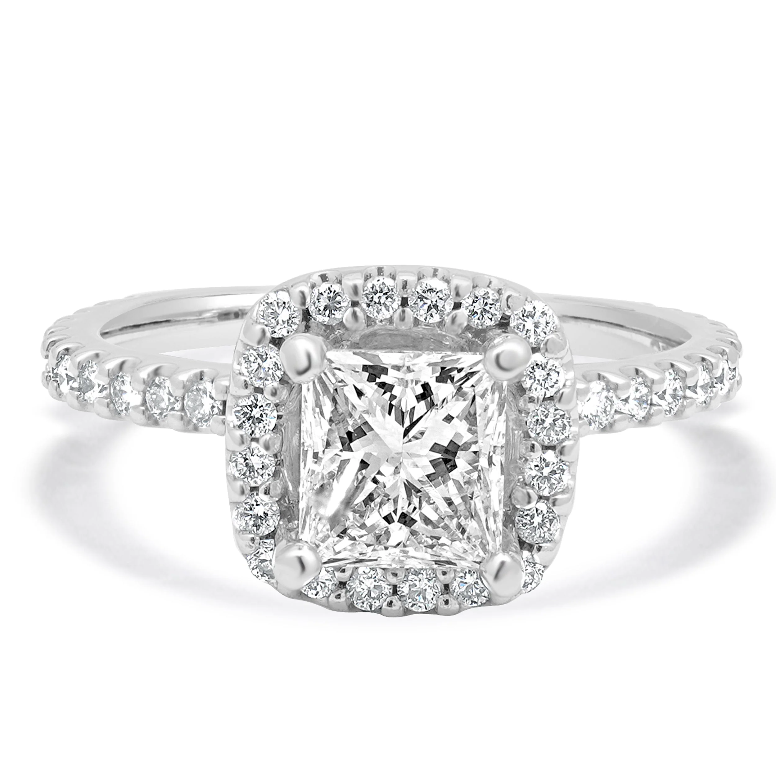 18 Karat White Gold Princess Cut Diamond Engagement Ring