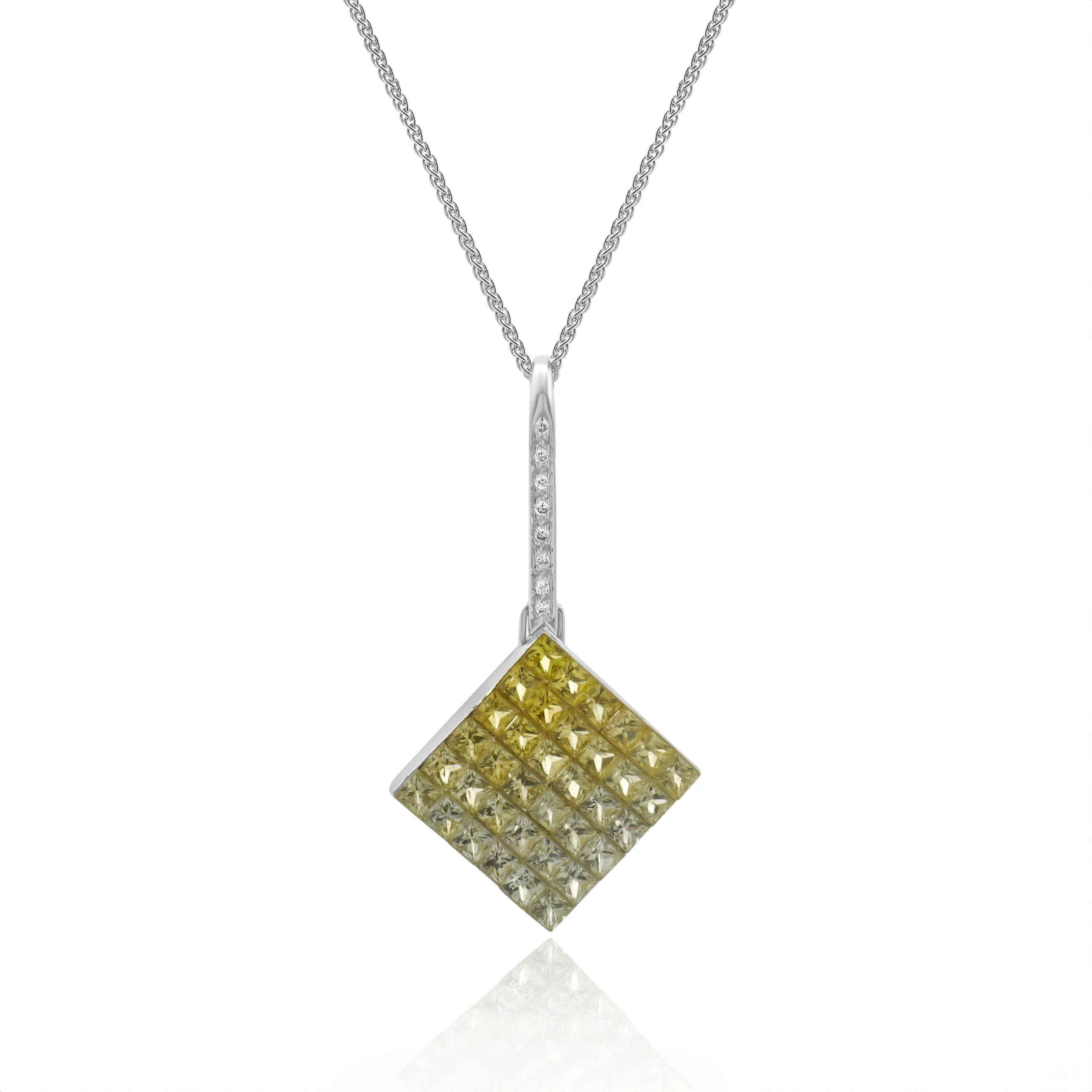 18 Karat White Gold Sapphire and Diamond Kite Necklace - Image 4