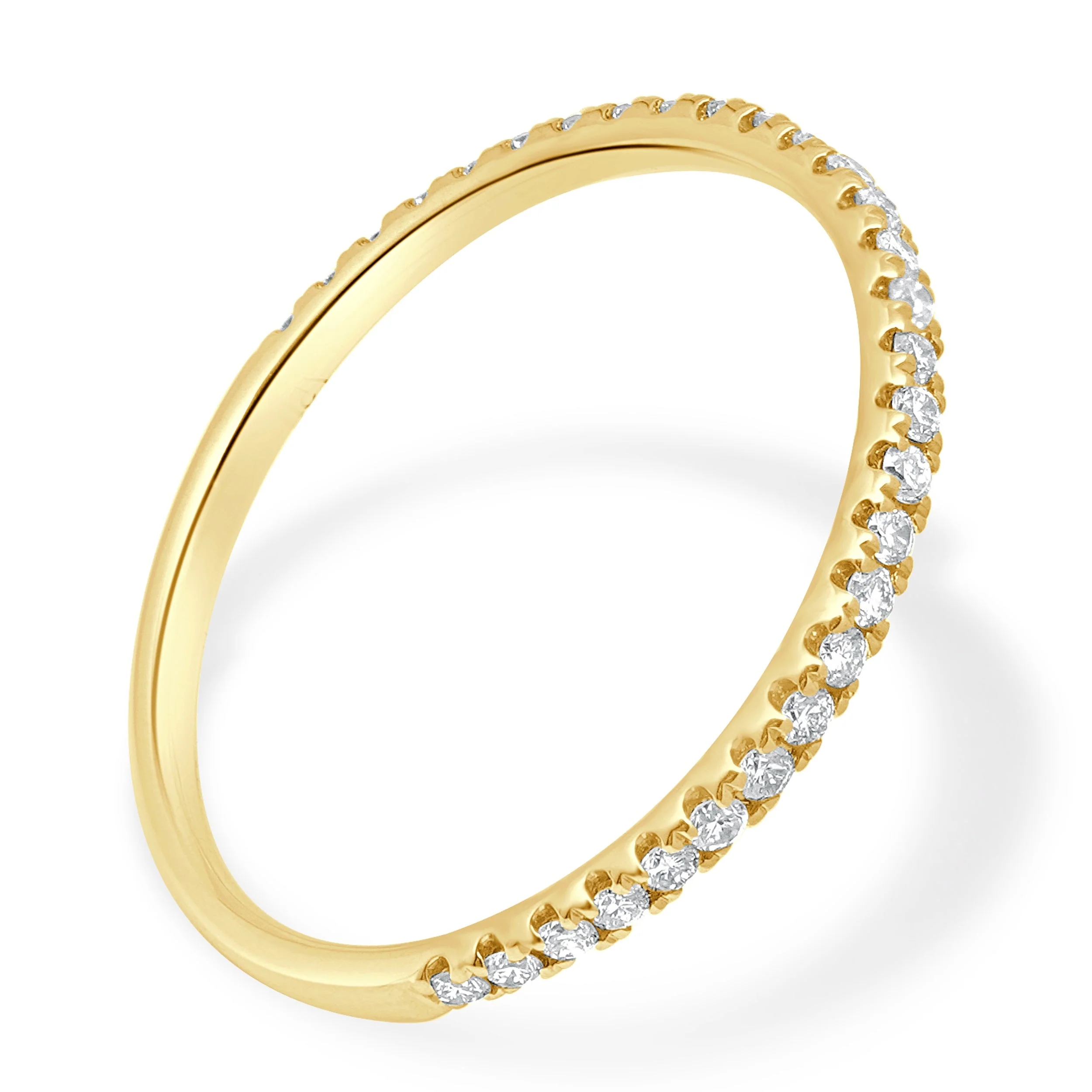 18 Karat Yellow Gold and Prong Set Round Diamond Wedding Band - Image 3