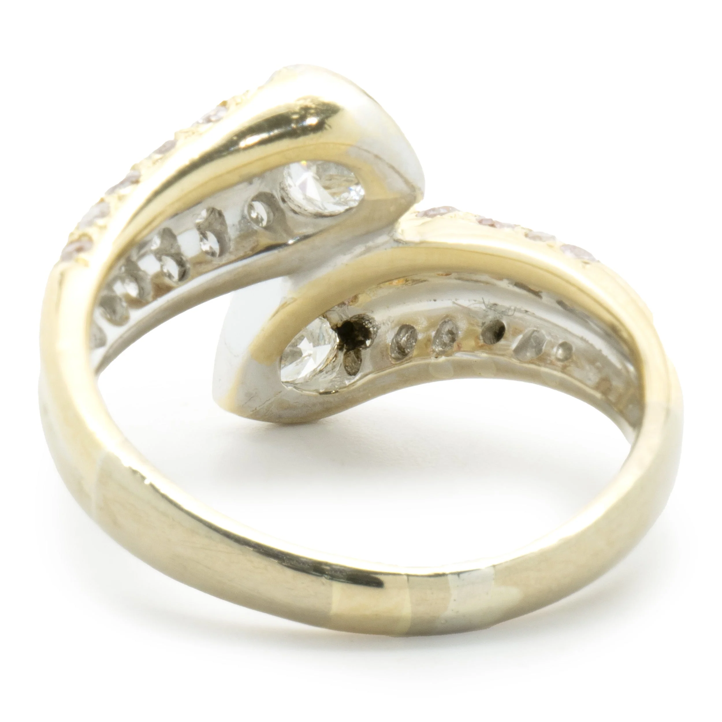 18 Karat Yellow Gold Bezel Set Heart Diamond Bypass Ring - Image 4