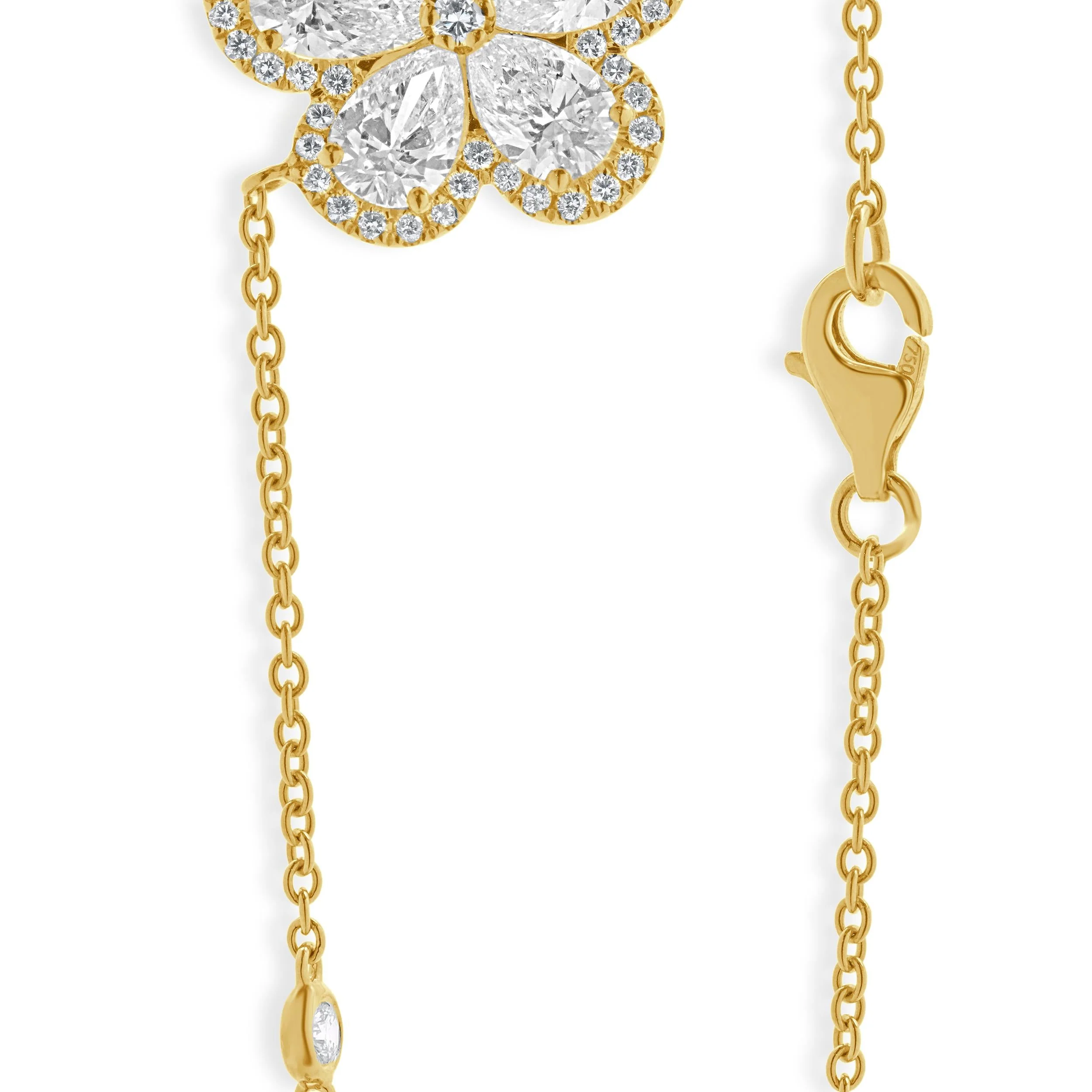 18 Karat Yellow Gold Diamond Flower Necklace - Image 4