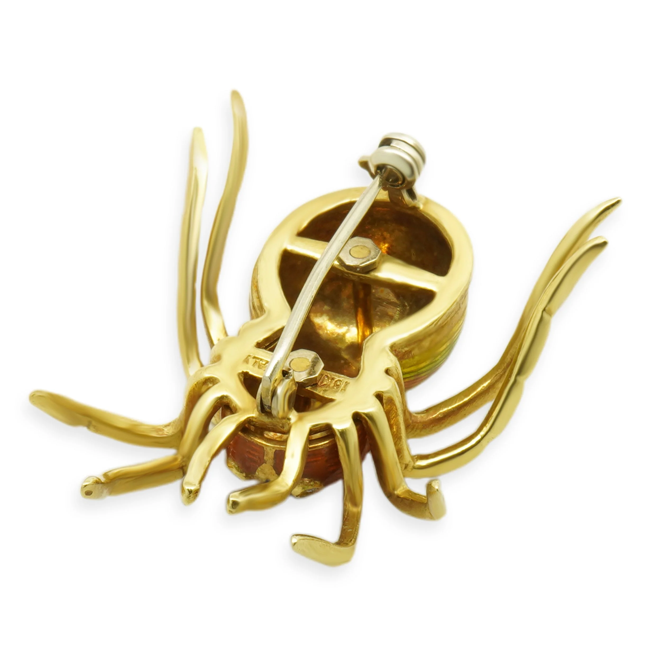 18 Karat Yellow Gold Multi-Color Enamel Spider Pin - Image 3