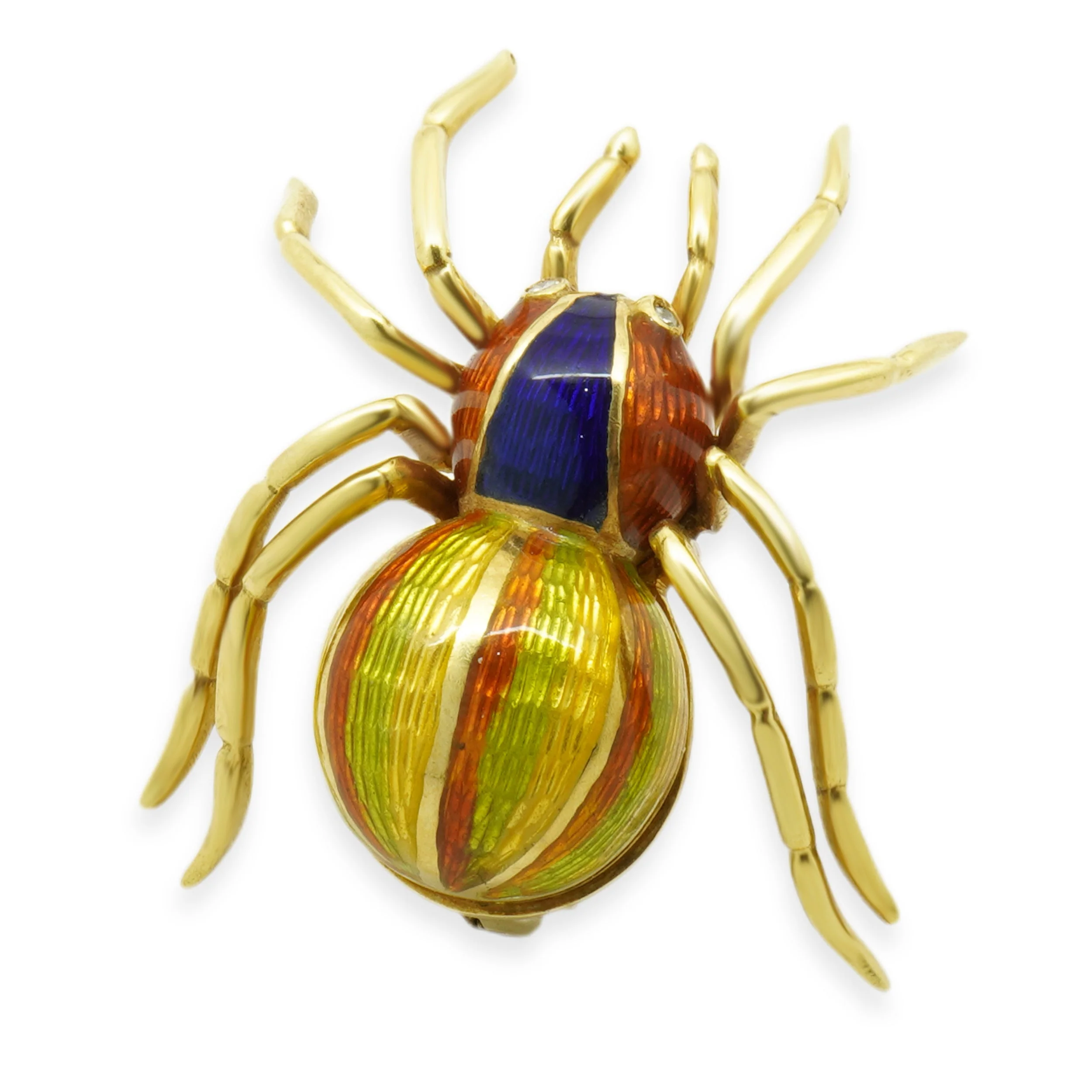 18 Karat Yellow Gold Multi-Color Enamel Spider Pin - Image 4