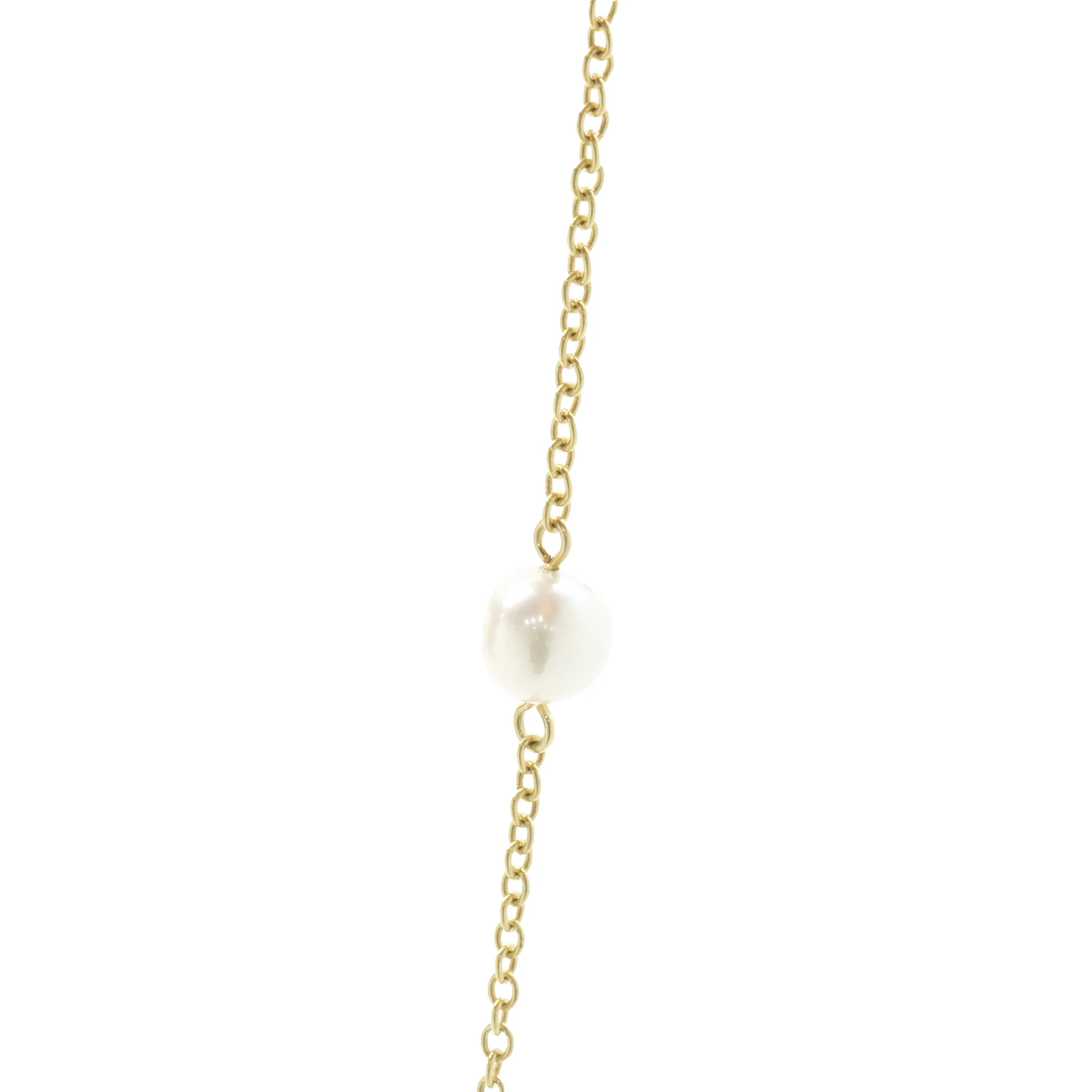 18 Karat Yellow Gold Pearl Station Necklace - Image 3