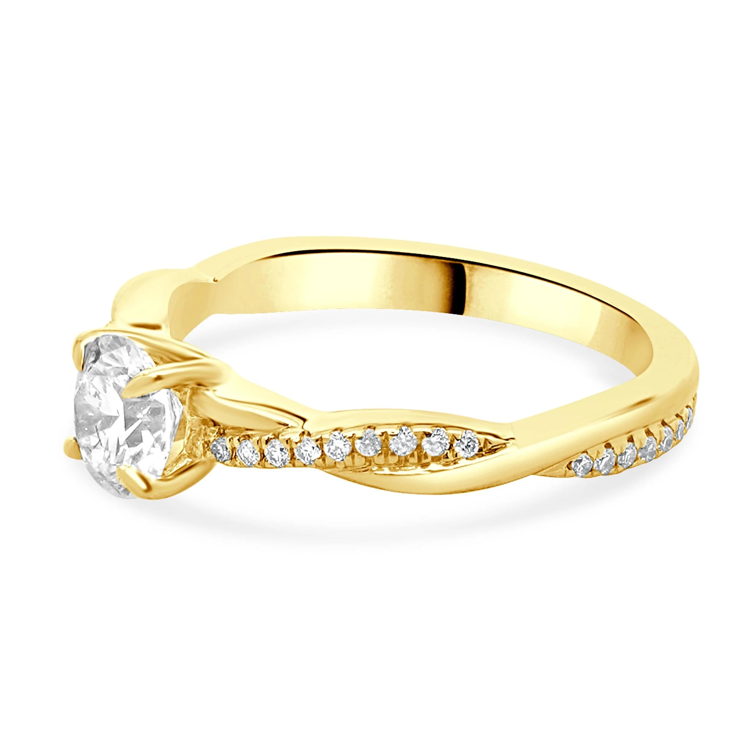 18 Karat Yellow Gold Round Brilliant Cut Diamond Engagement Ring - Image 2