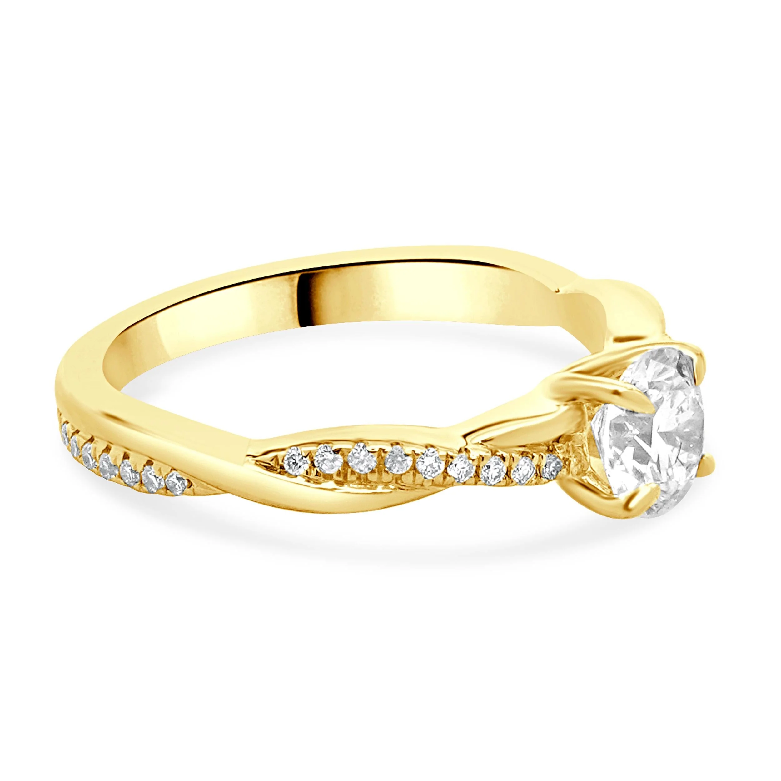 18 Karat Yellow Gold Round Brilliant Cut Diamond Engagement Ring - Image 4