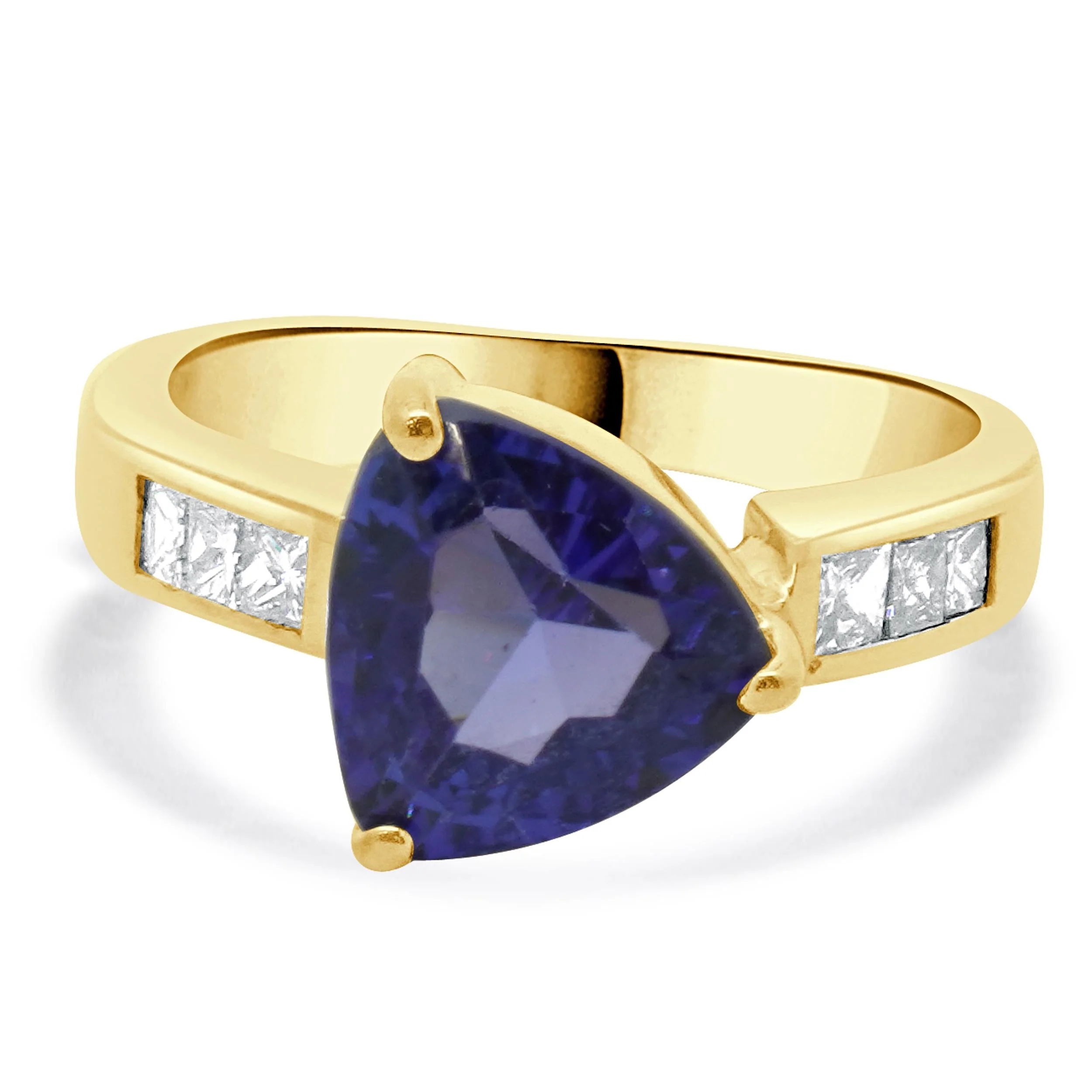 18 Karat Yellow Gold Tanzanite and Diamond Ring