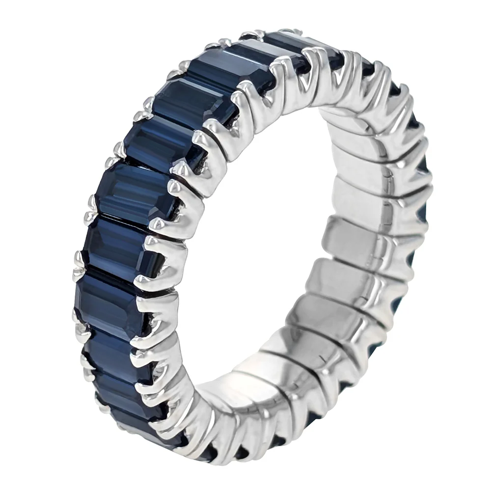 18K White Gold Blue Sapphire Flex Eternity Band - Image 2