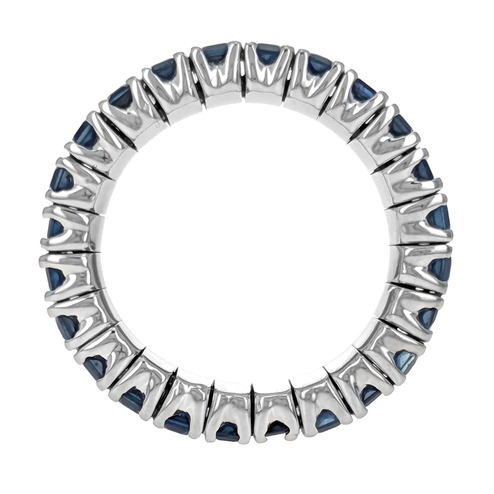 18K White Gold Blue Sapphire Flex Eternity Band - Image 3