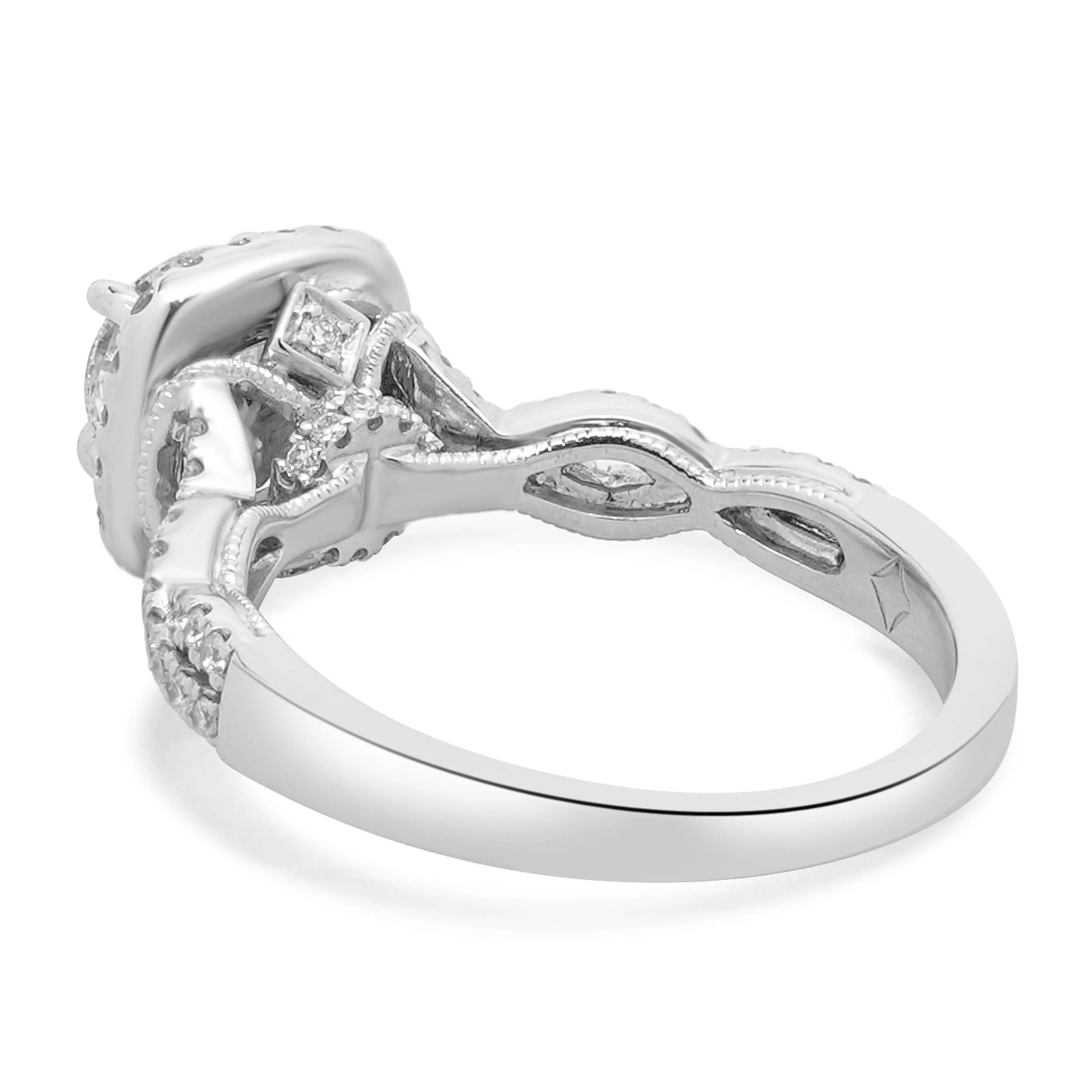 18K White Gold Infinity Halo Round Diamond Engagement Ring - Image 4