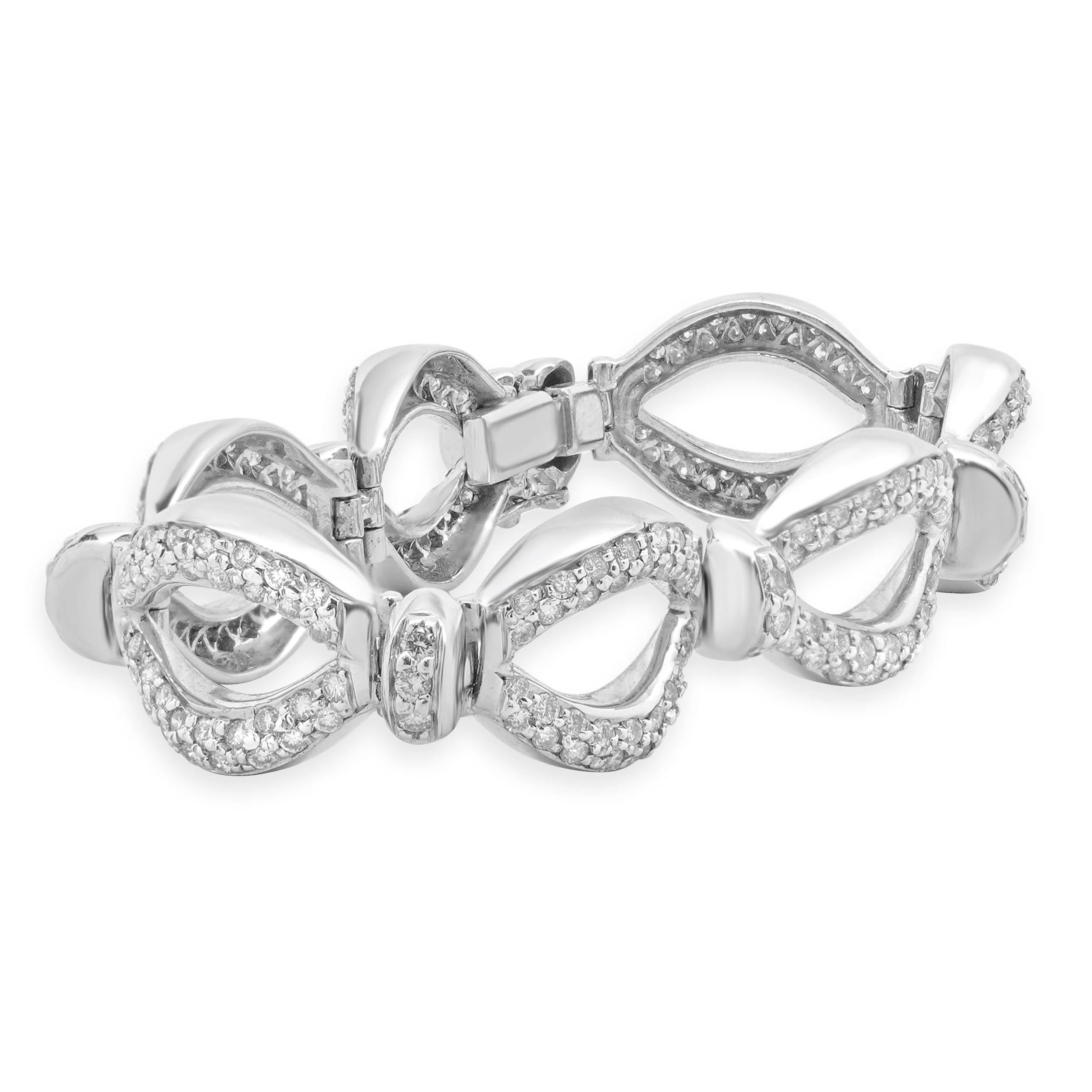 18k White Gold Oval Link Diamond Bracelet - Image 2
