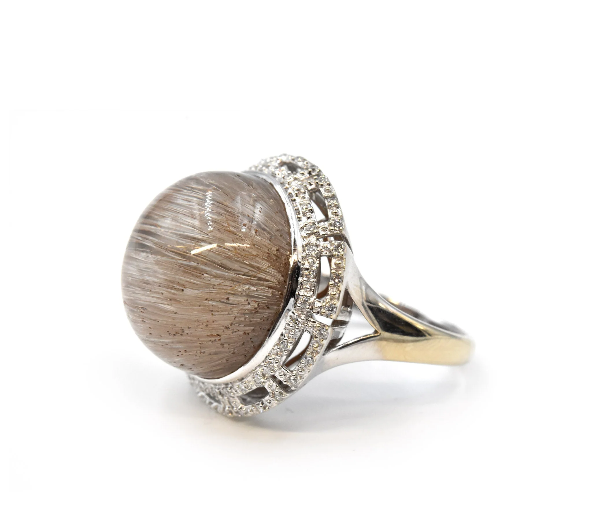 18k White Gold Rutilated Quartz and Diamond Ring - Image 3