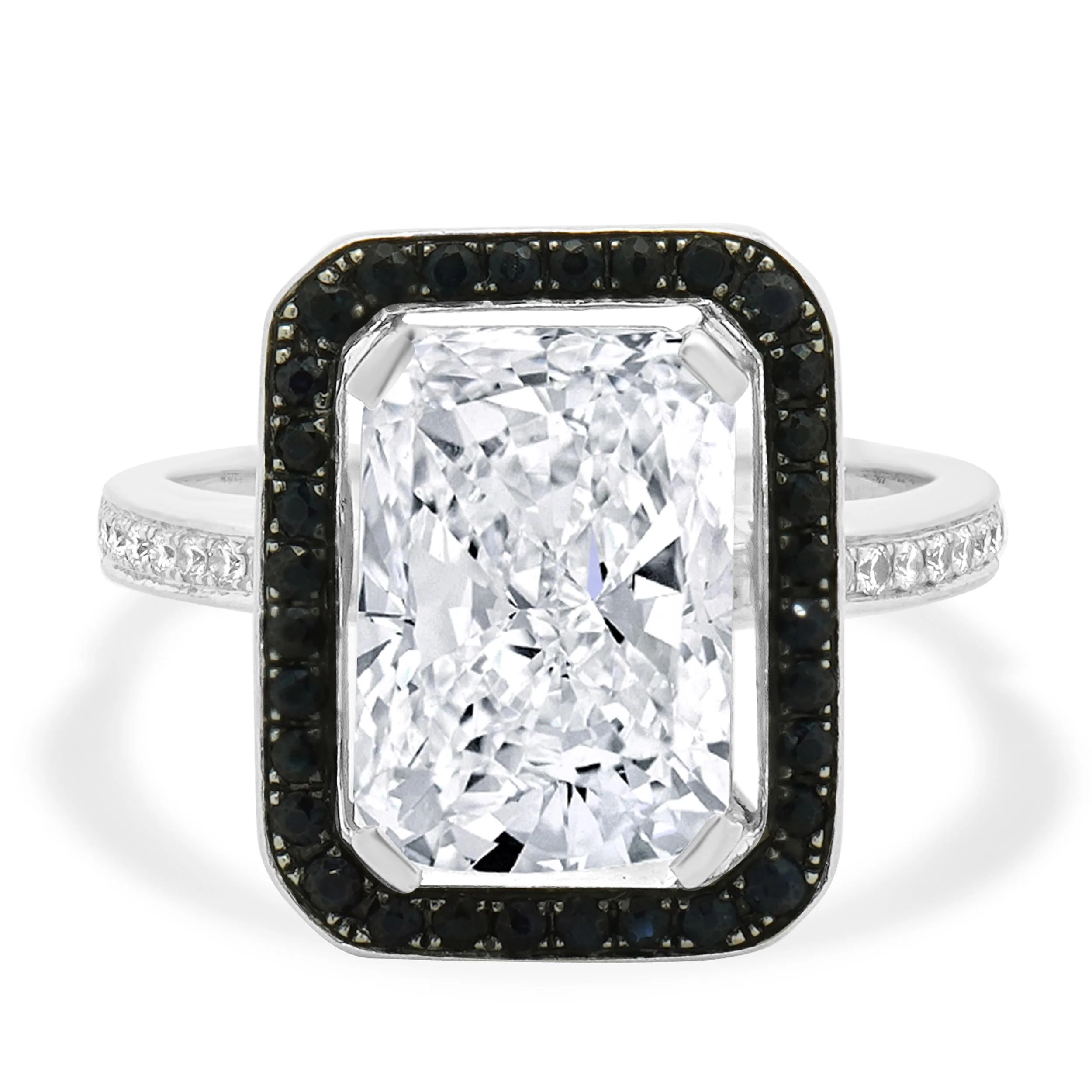 18K White Gold White Topaz, Sapphire and Diamond Ring