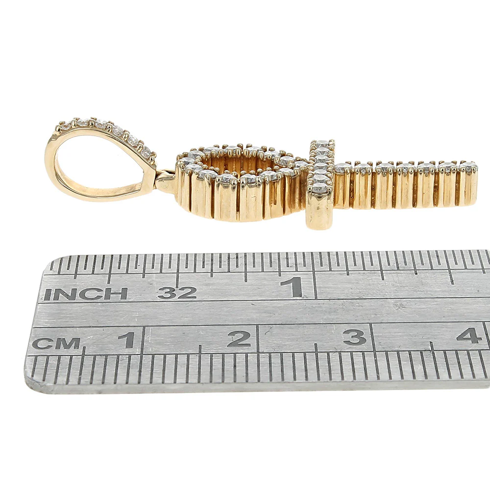 18K Yellow Gold Diamond Ankh Pendant - Image 2