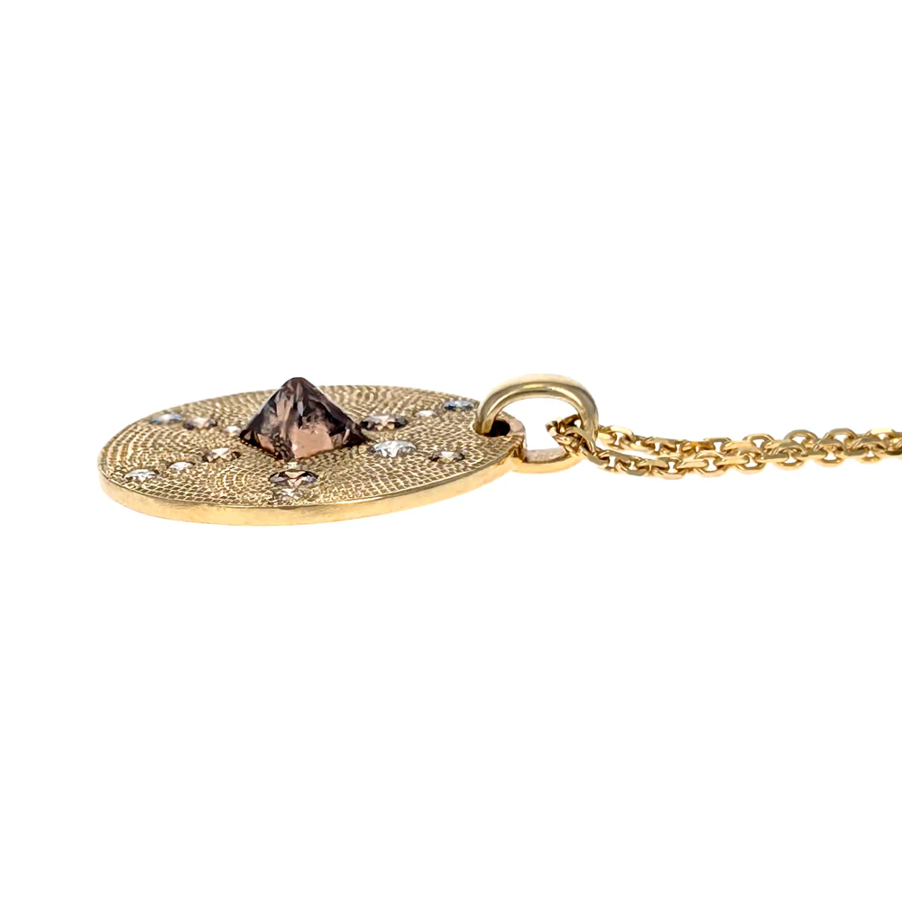 18K Yellow Gold Diamond Talisman Necklace - Image 3