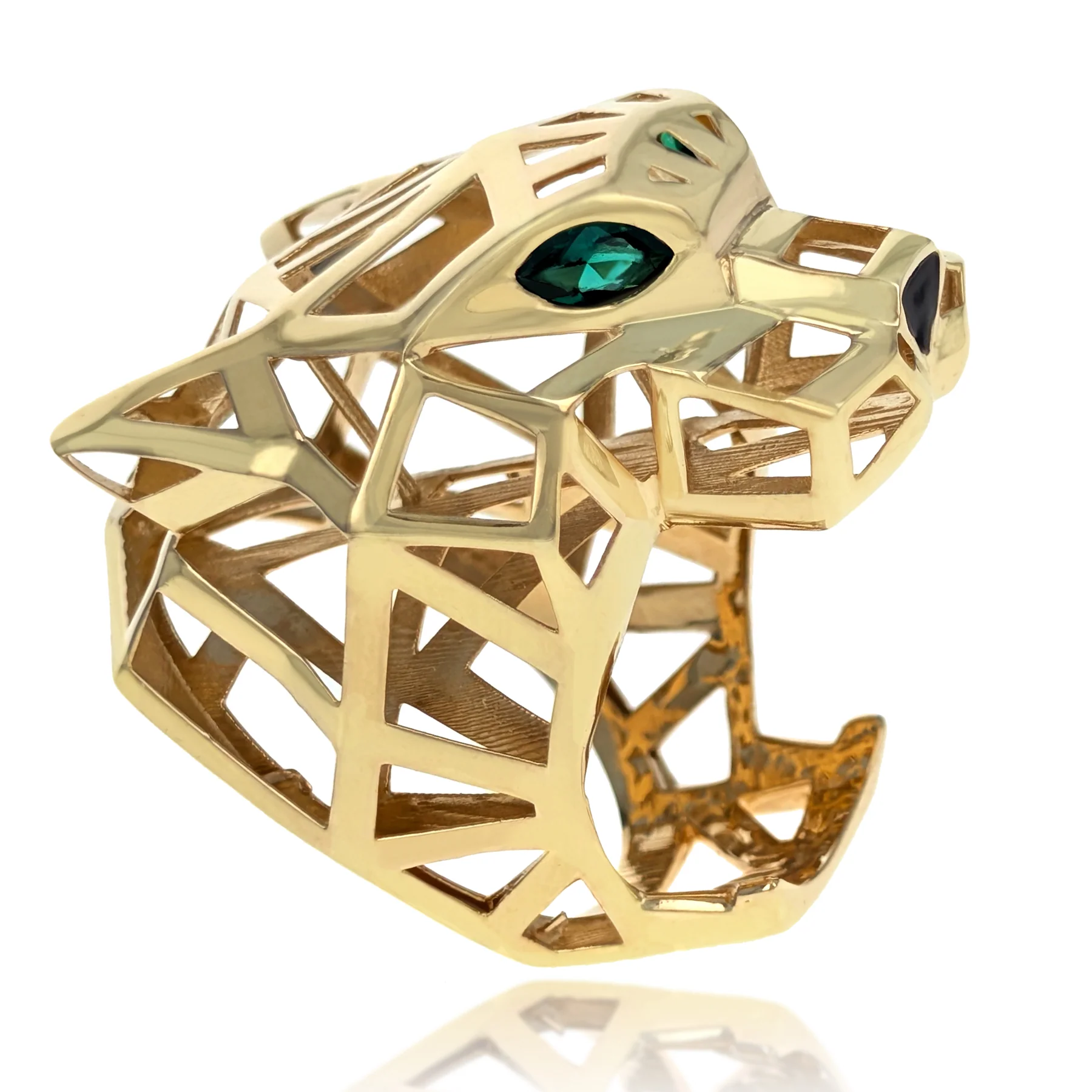 18K Yellow Gold Emerald Panther Ring