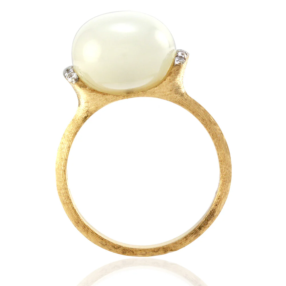 18K Yellow Gold Nanis Dancing in the Rain Collection Moonstone and Diamond Ring - Image 4