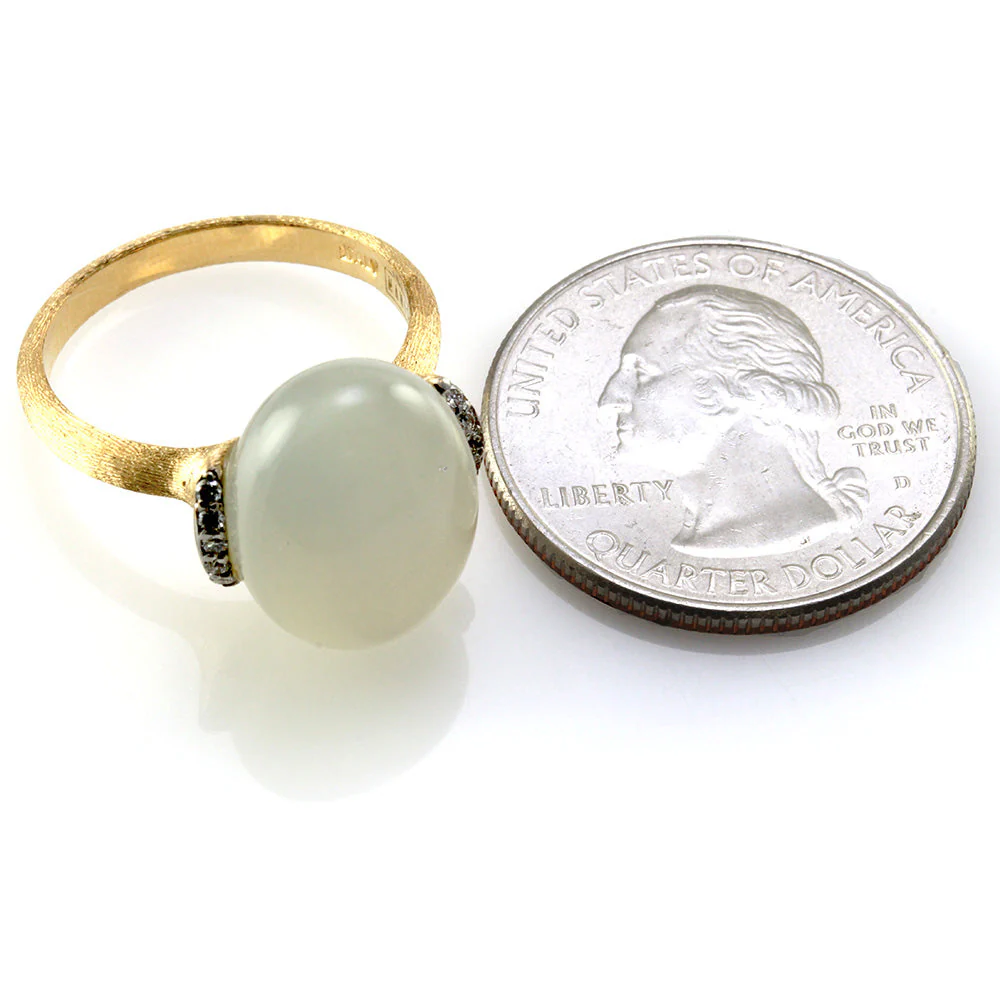 18K Yellow Gold Nanis Dancing in the Rain Collection Moonstone and Diamond Ring - Image 8