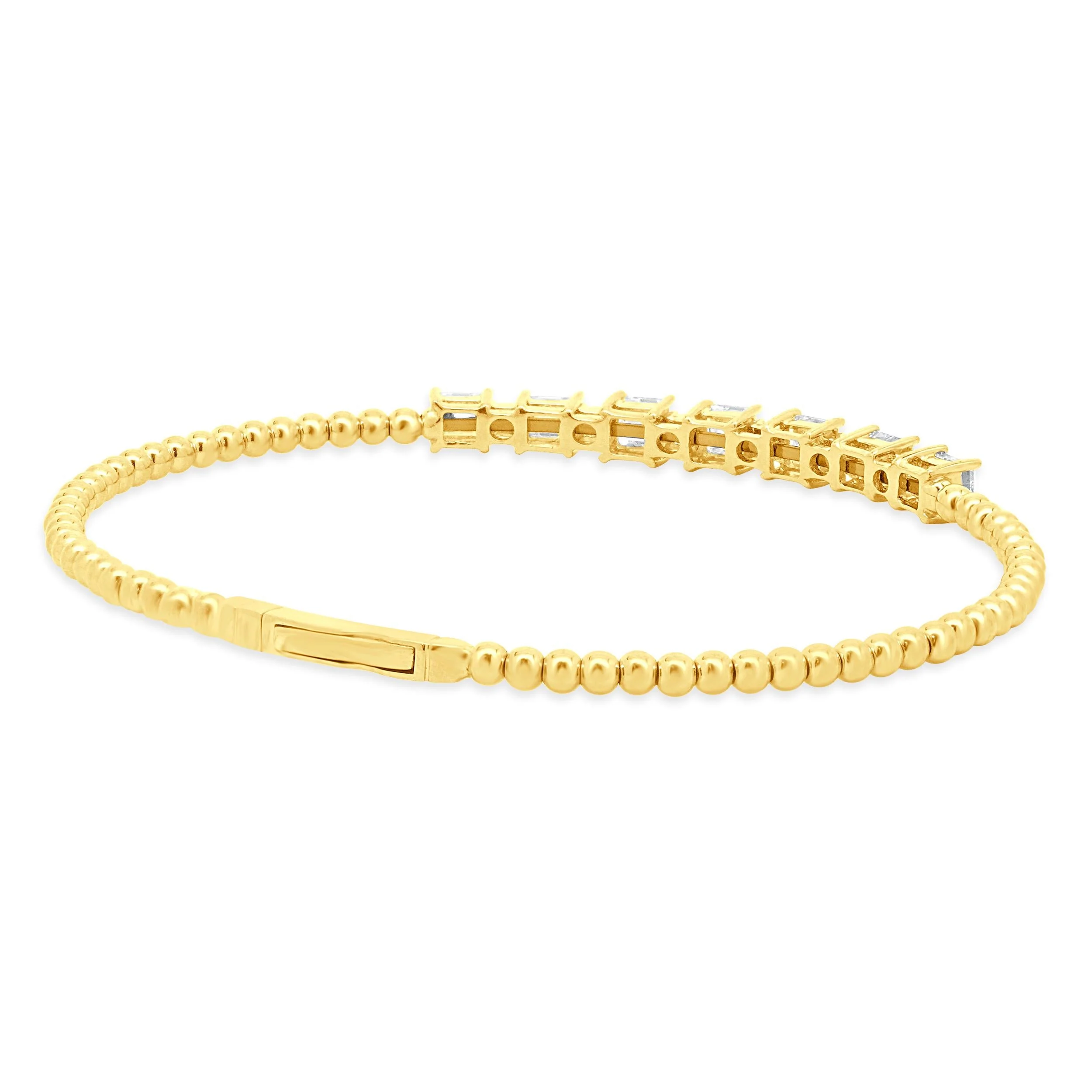18K Yellow Gold Round and Asscher Cut Alternating Diamond Flex Bracelet - Image 3