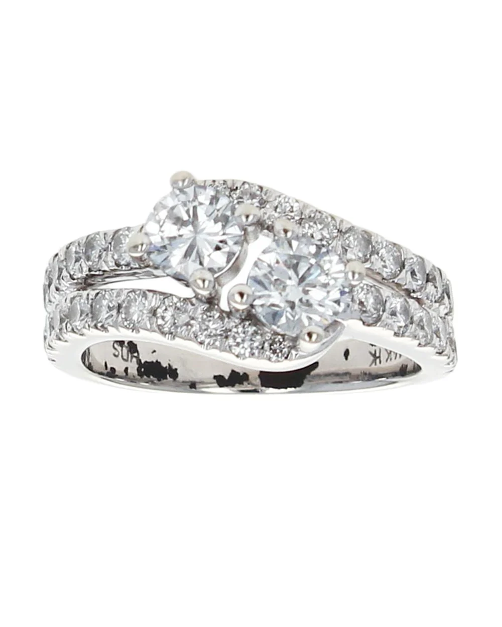 2 Row Diamond Bypass Ring - Image 2