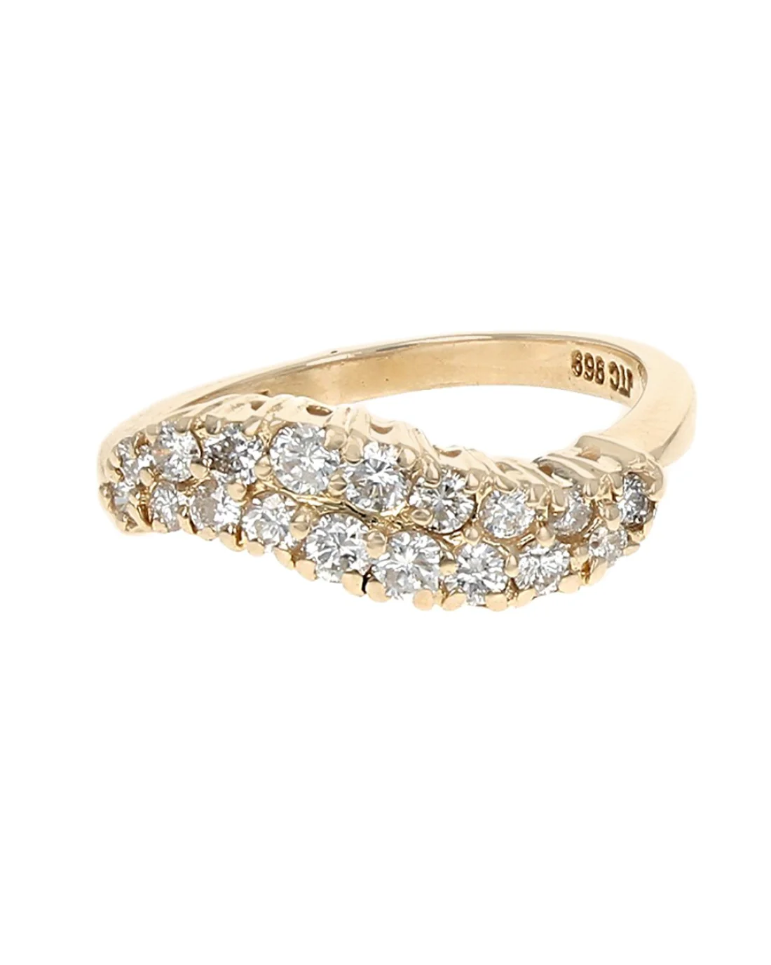 2 Row Diamond Wave Ring in Yellow Gold - Image 2