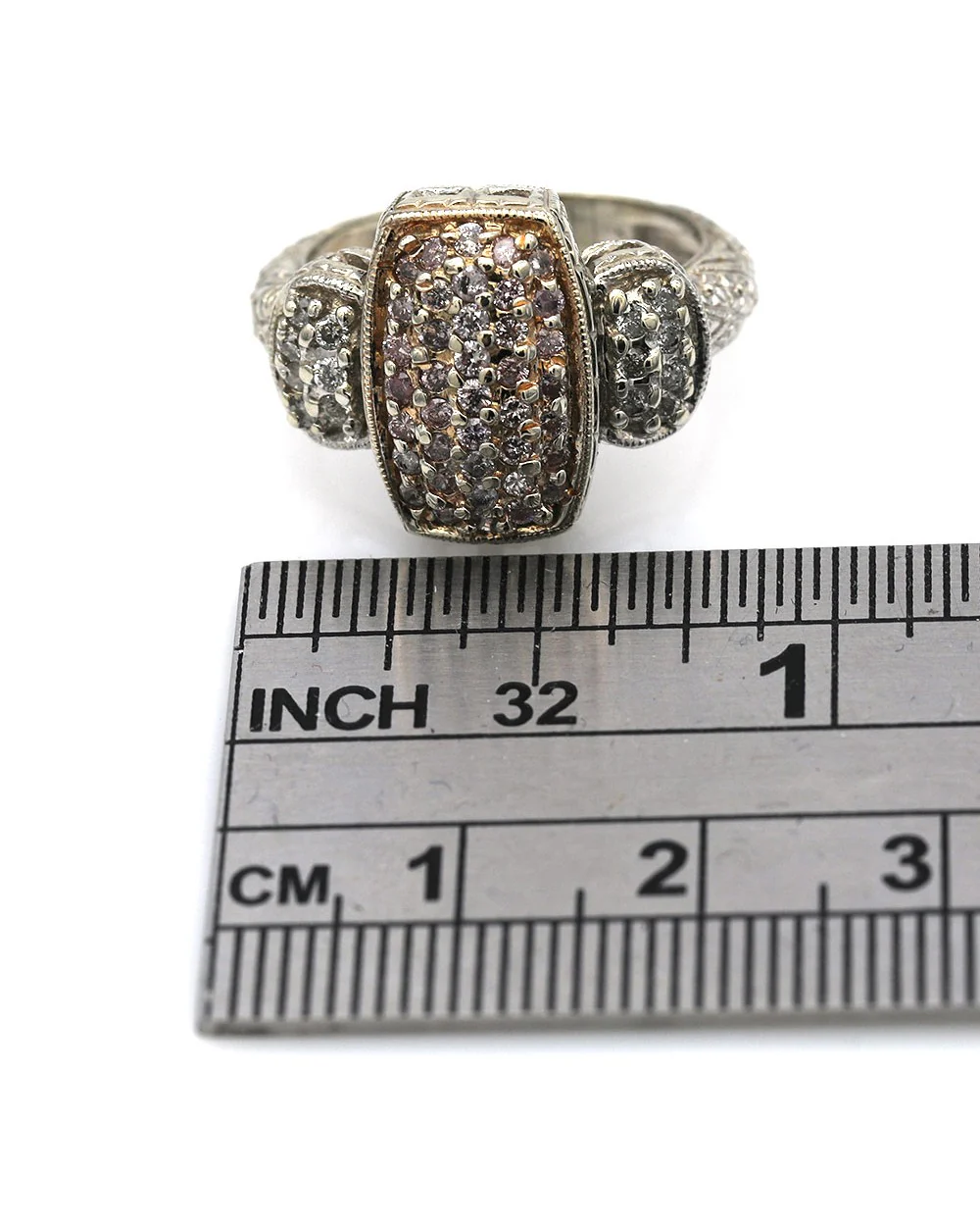 2 Tone Rectangular Top Diamond Ring - Image 3