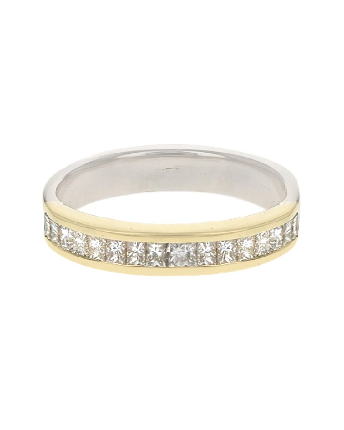 2 Tone Single Row Princess Diamond Band - Image 2