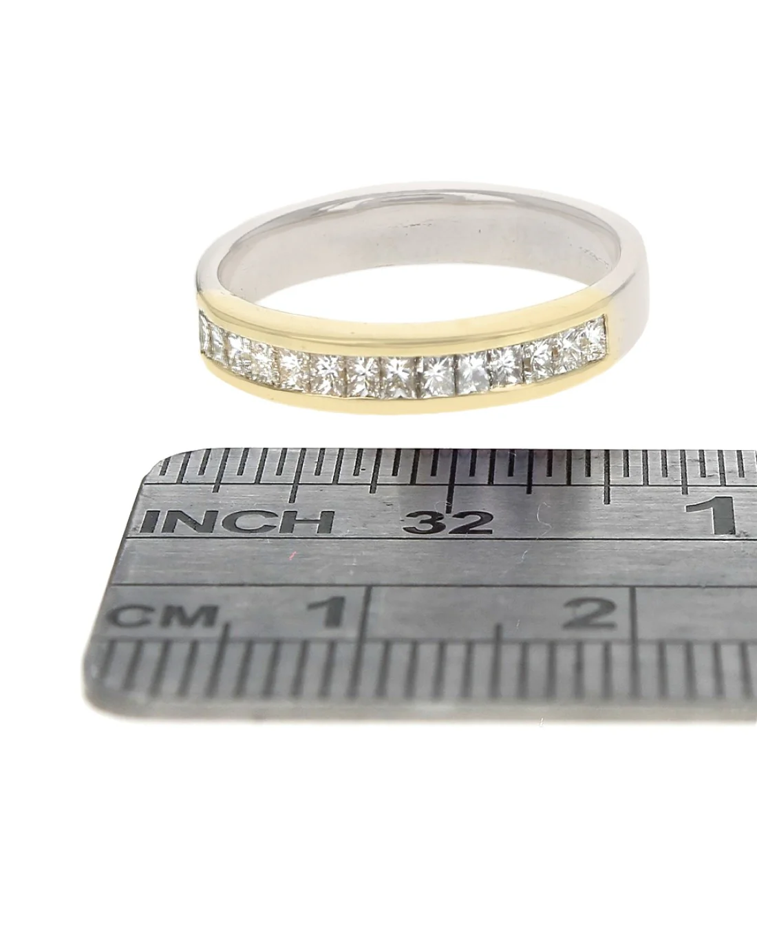 2 Tone Single Row Princess Diamond Band - Image 3