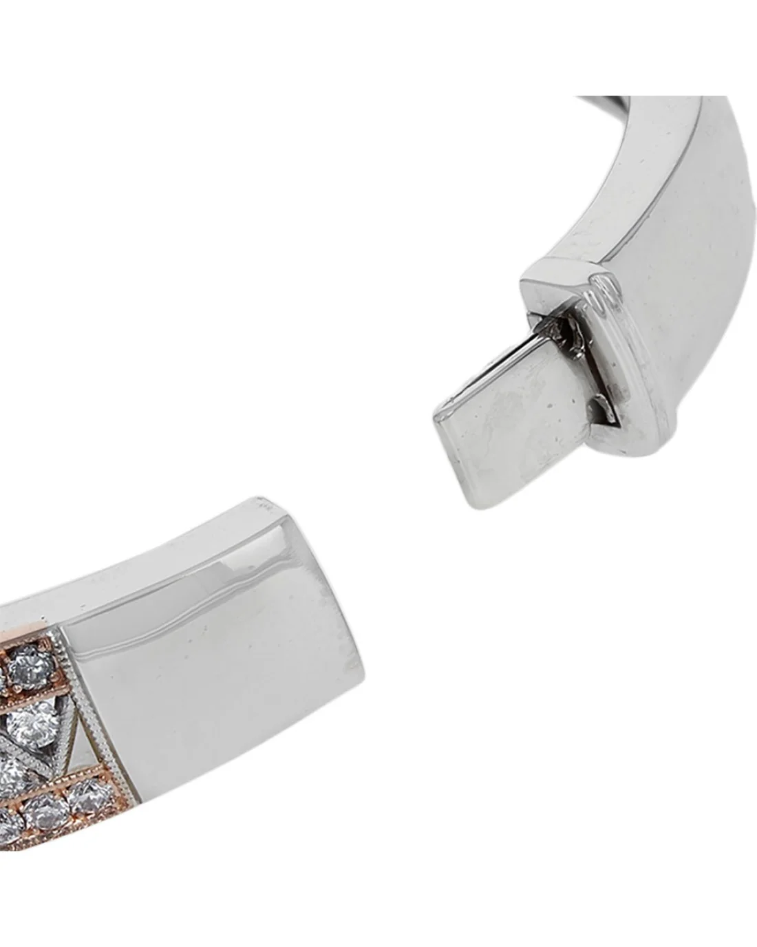 2 Toned Diamond Zig Zag Bangle Bracelet - Image 2