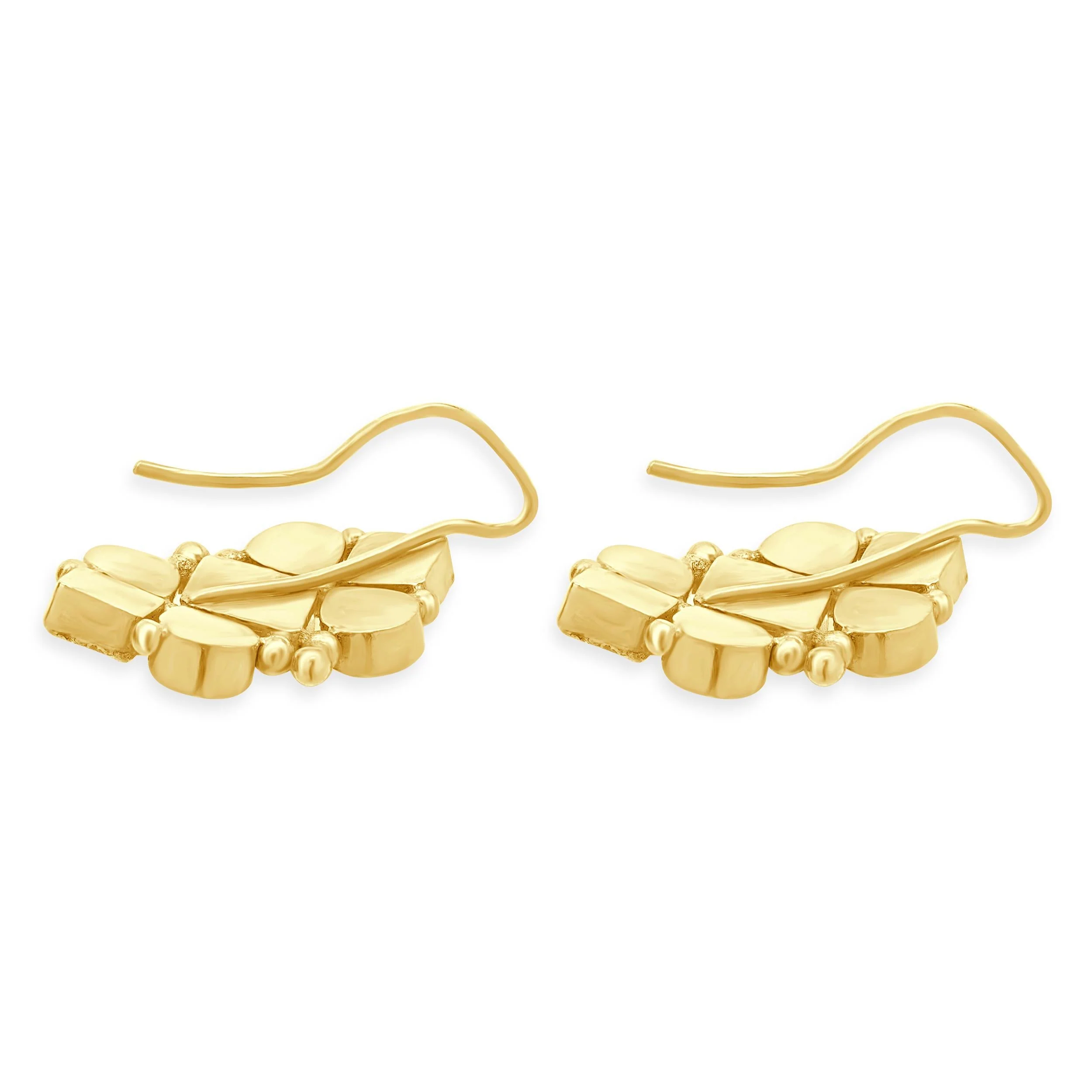 21 Karat Yellow Gold Sliced Multi Cut Diamond Drop Earrings - Image 3