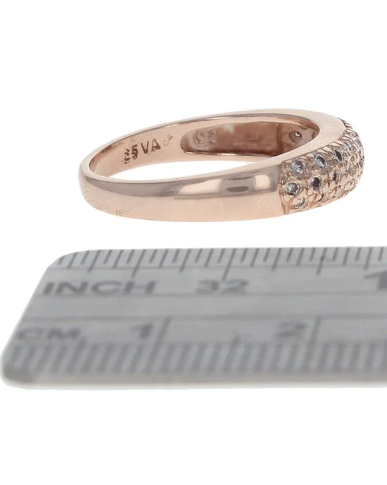 3 Row Diamond Tapered Band in Rose Gold - Image 3