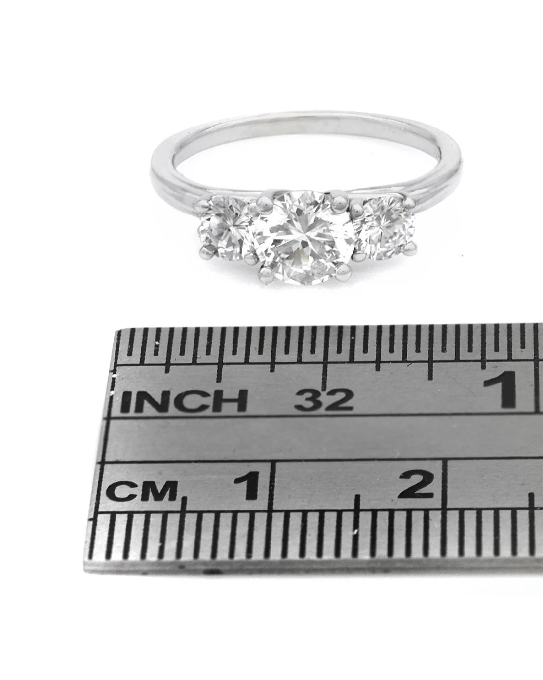 3 Stone Diamond Engagement Ring in White Gold - Image 3