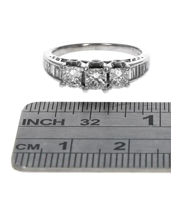 3 Stone Princess Diamond, Baguette and Round Diamond Ring - Image 3